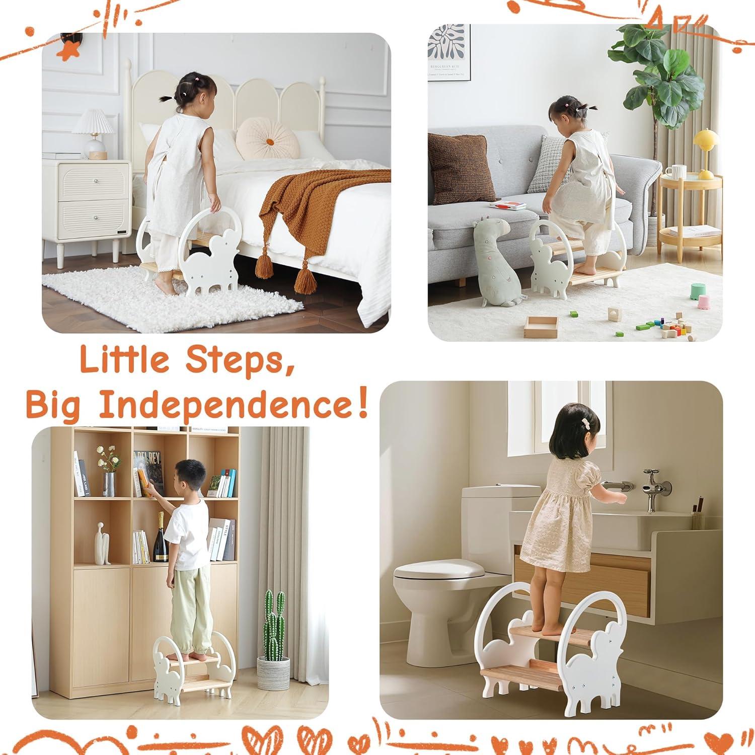 Escalera de Madera Nuvograin 2 Pasos Elefante Beige