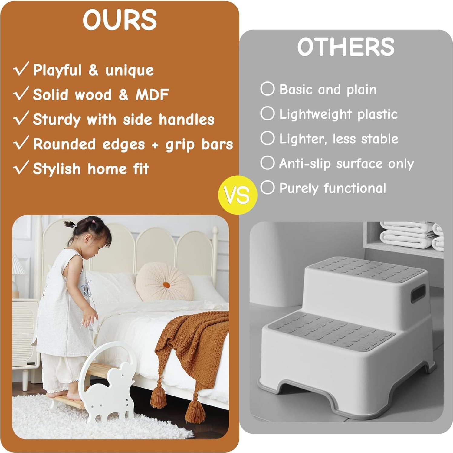 Escalera de Madera Nuvograin 2 Pasos Elefante Beige