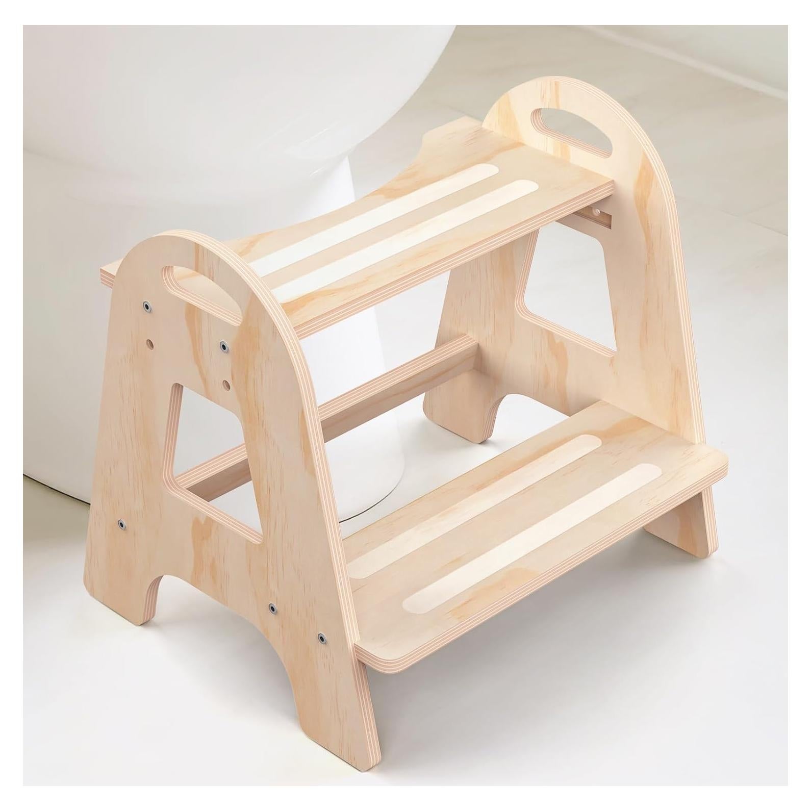 Taburete de Madera Ajustable SeLucky 2 Pasos Antideslizante