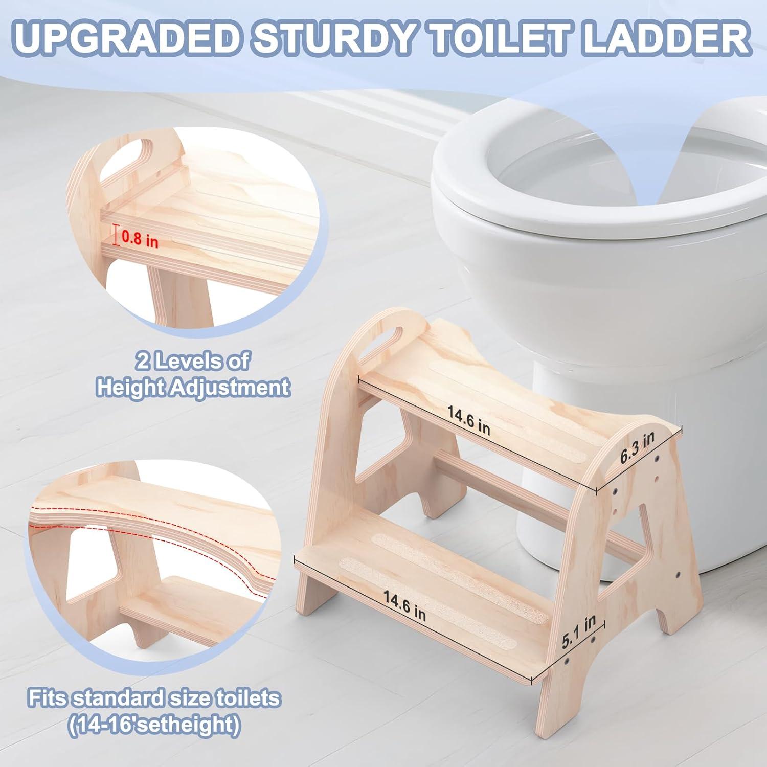 Taburete de Madera Ajustable SeLucky 2 Pasos Antideslizante