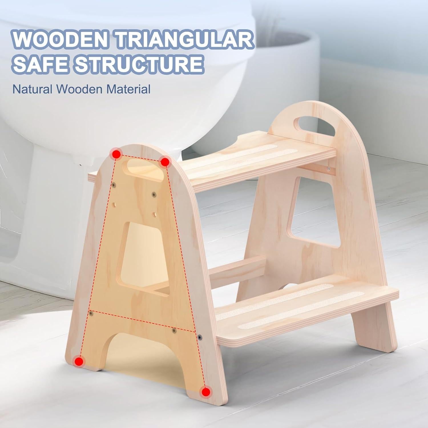 Taburete de Madera Ajustable SeLucky 2 Pasos Antideslizante