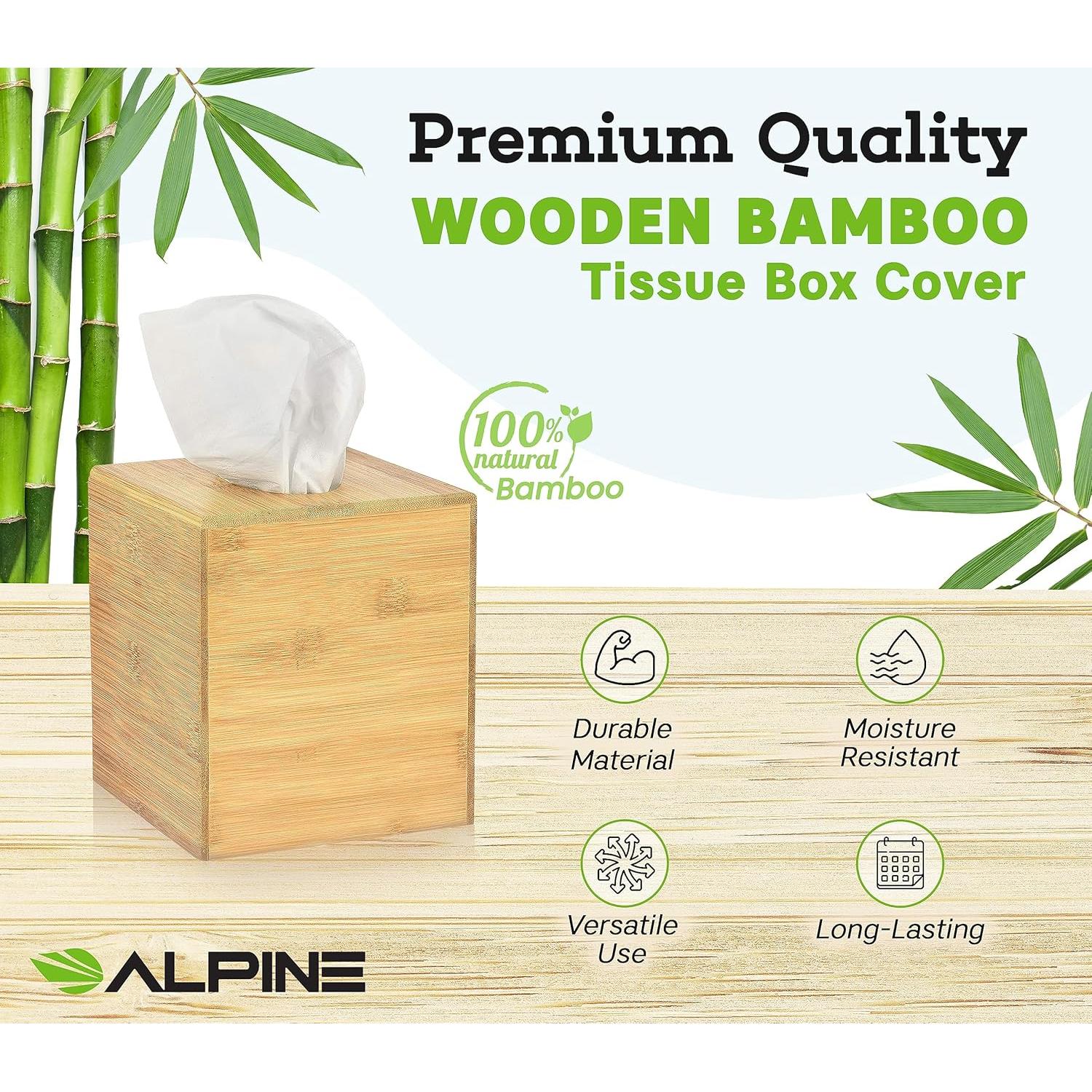 Cubierta de Caja de Tejidos Cuadrada de Bambú Alpine - Ecológica