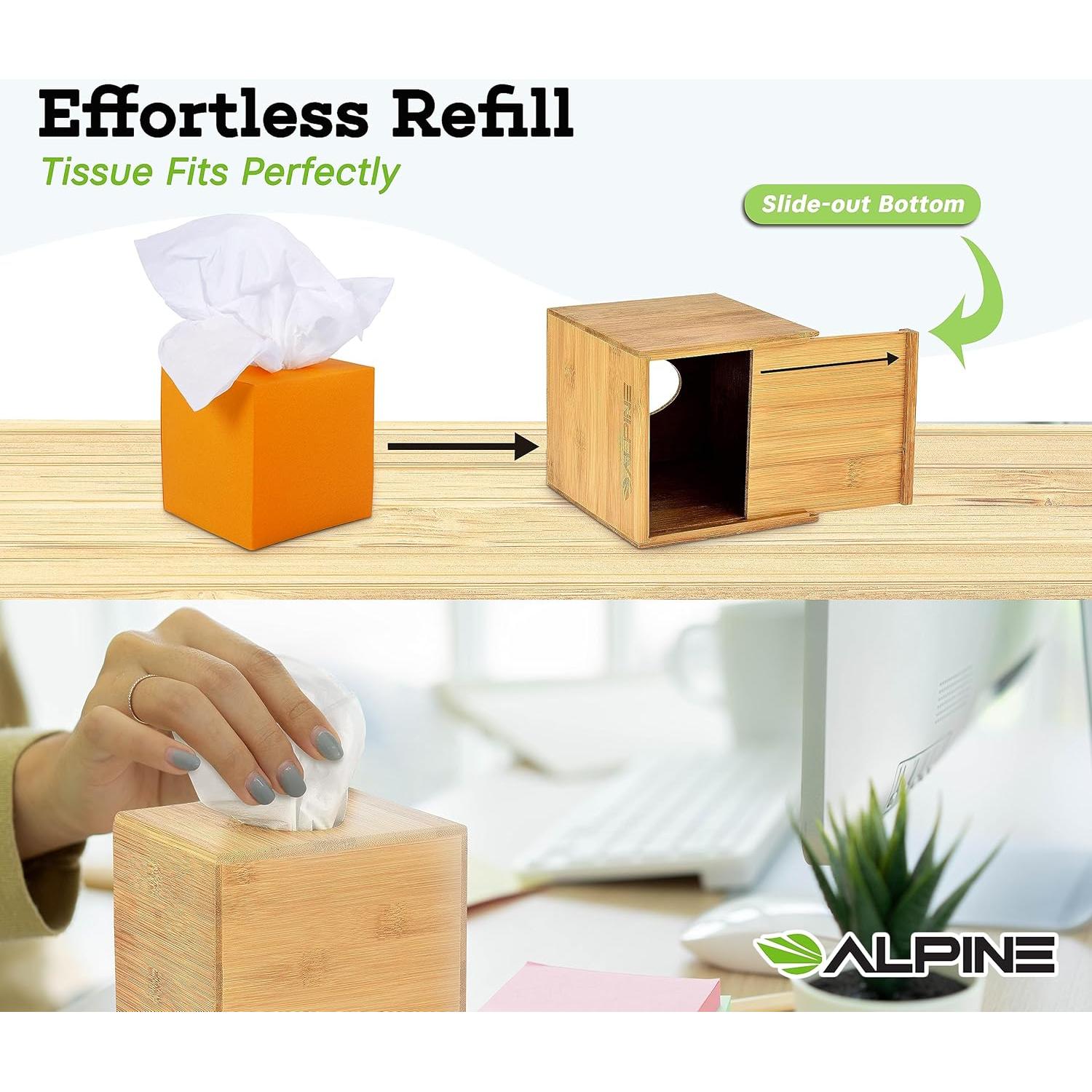 Cubierta de Caja de Tejidos Cuadrada de Bambú Alpine - Ecológica