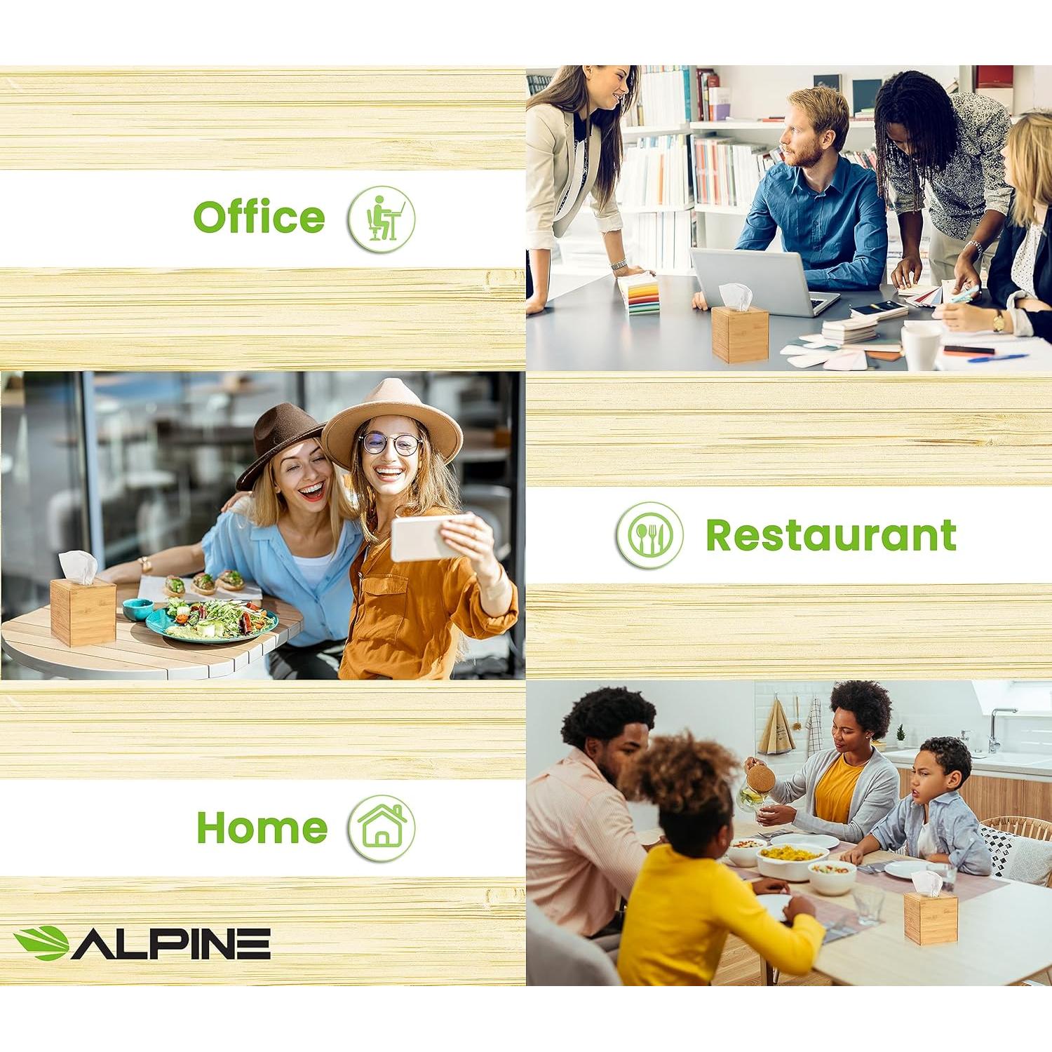 Cubierta de Caja de Tejidos Cuadrada de Bambú Alpine - Ecológica