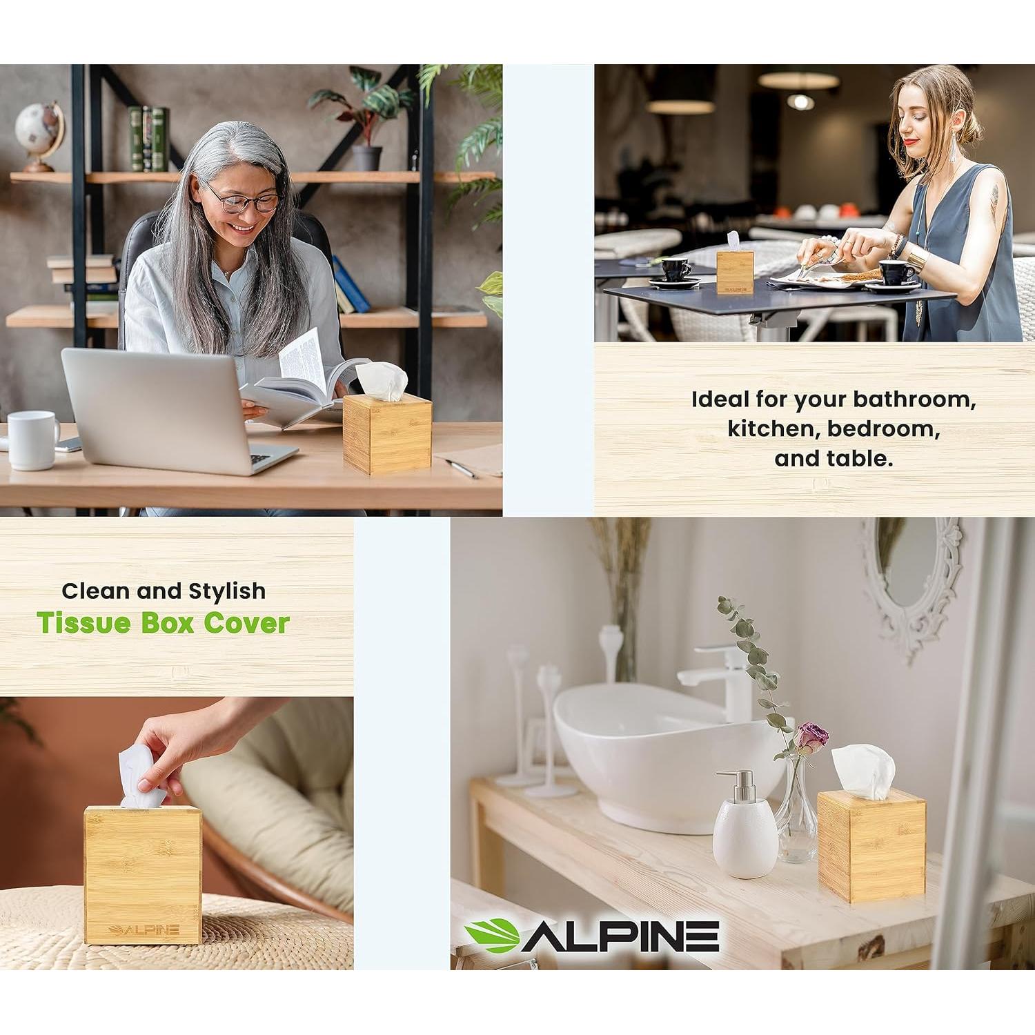 Cubierta de Caja de Tejidos Cuadrada de Bambú Alpine - Ecológica