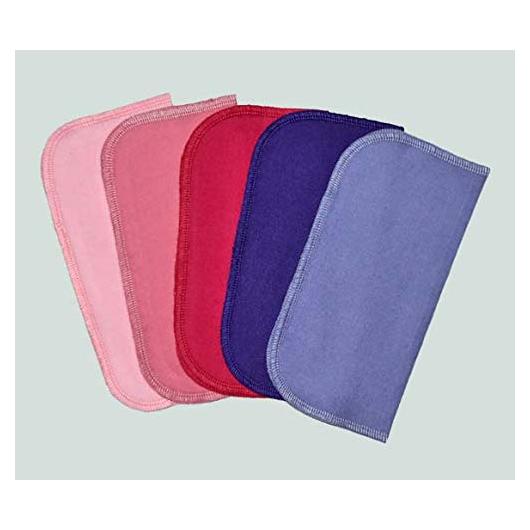 Juego de 5 paños de franela ecológicos 20x20 cm Rosa y Púrpura