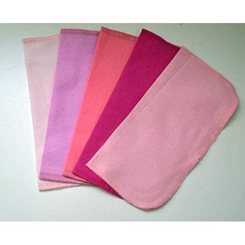 Juego de 5 paños de franela ecológicos 20x20 cm Rosa y Púrpura