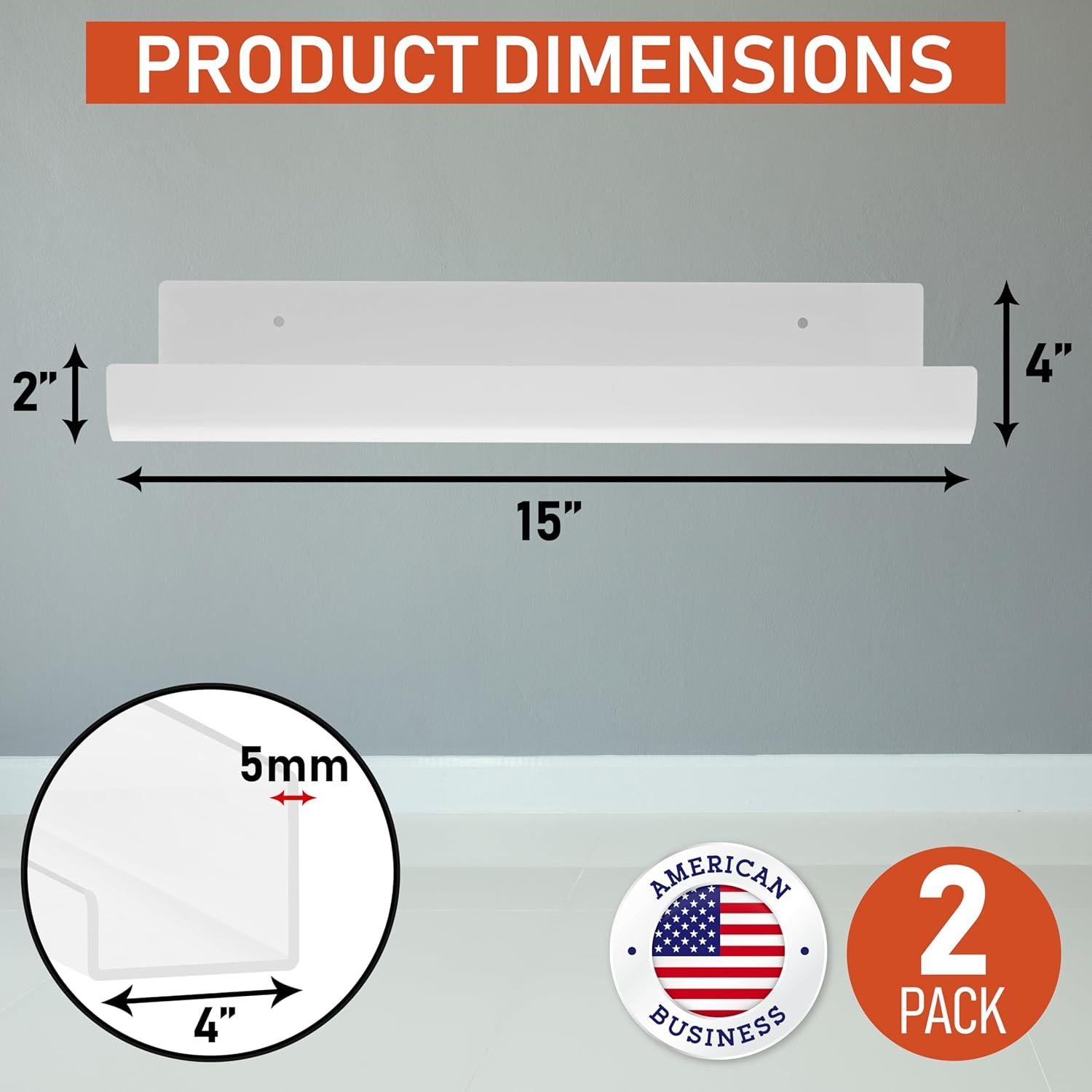 Estantes Flotantes de Acrílico Transparente Dasher - 2 Unidades 38.1x10.2cm