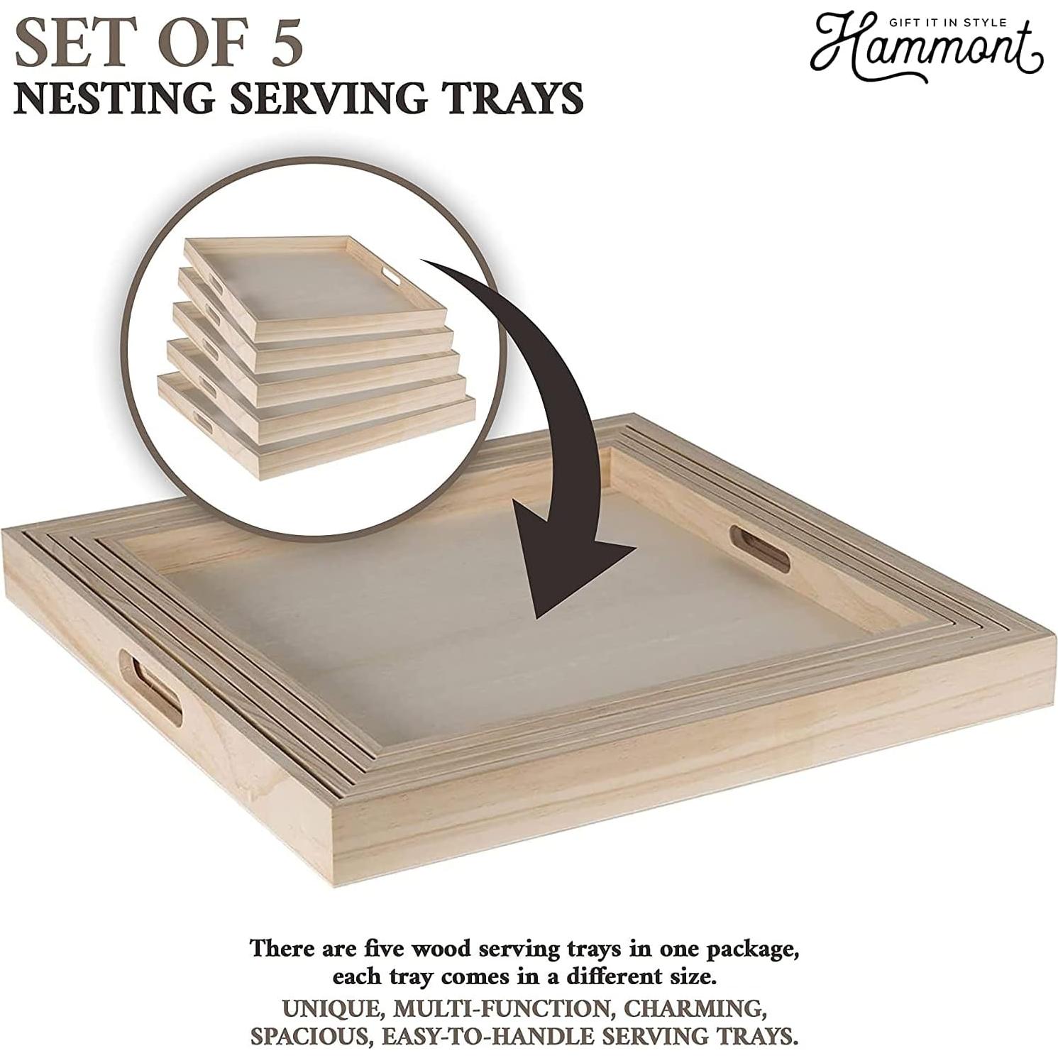 Bandejas Cuadradas de Madera Hammont - 30 Piezas para Servir