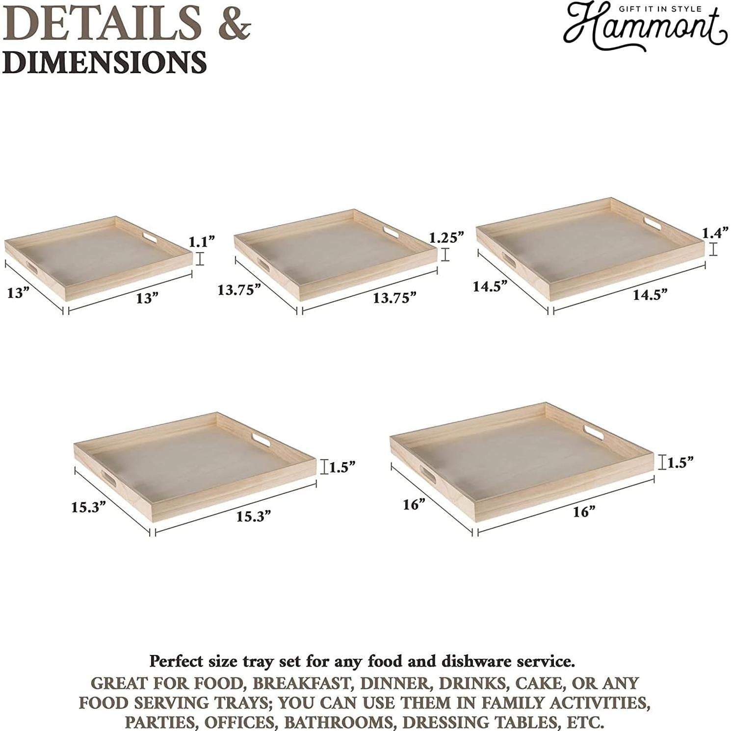 Bandejas Cuadradas de Madera Hammont - 30 Piezas para Servir