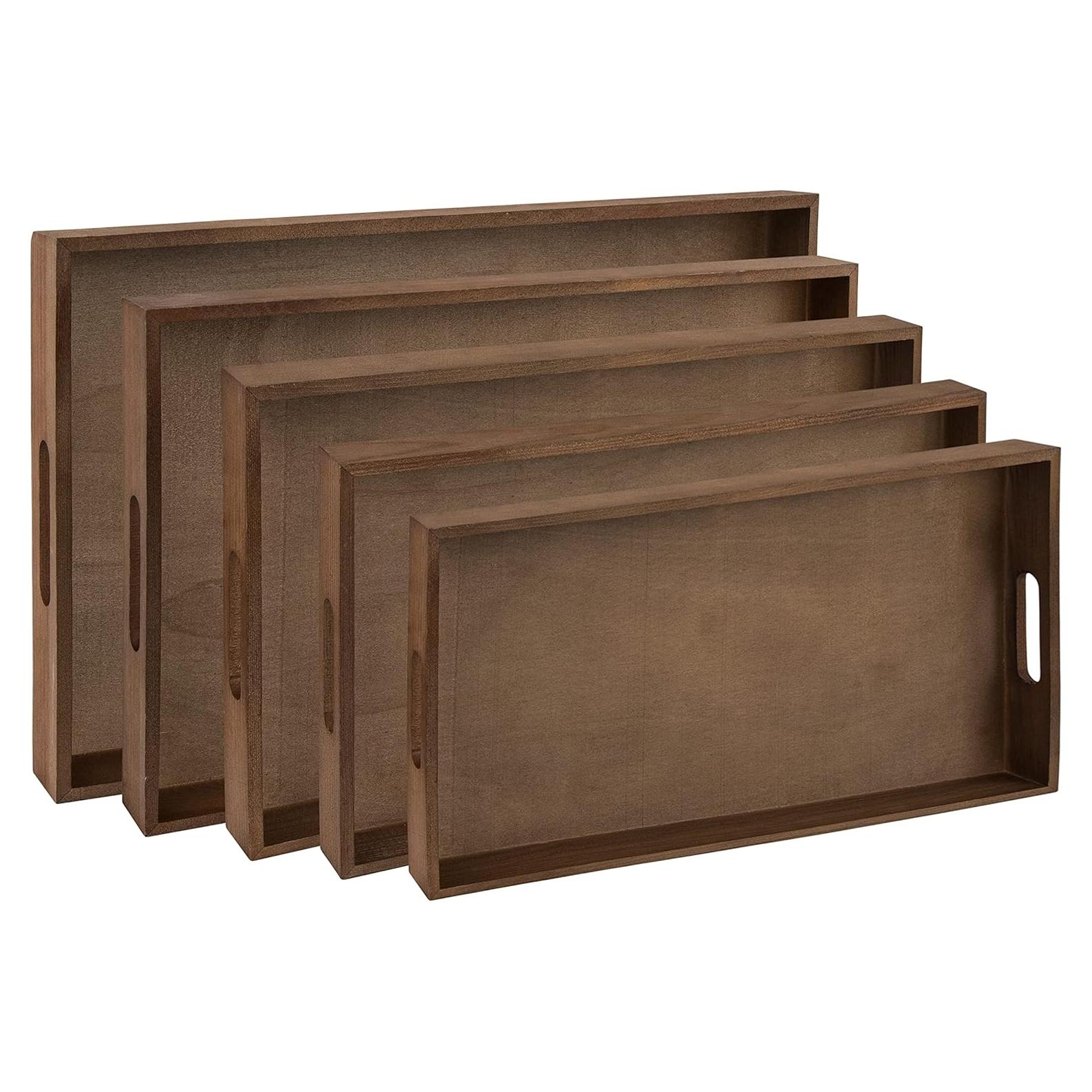Juego de 5 Bandejas de Madera Oscura Hammont para Servir