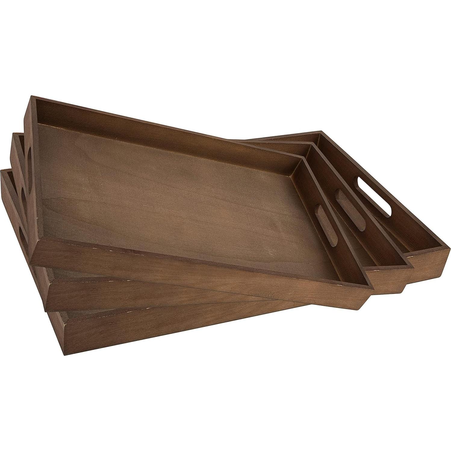 Juego de 5 Bandejas de Madera Oscura Hammont para Servir