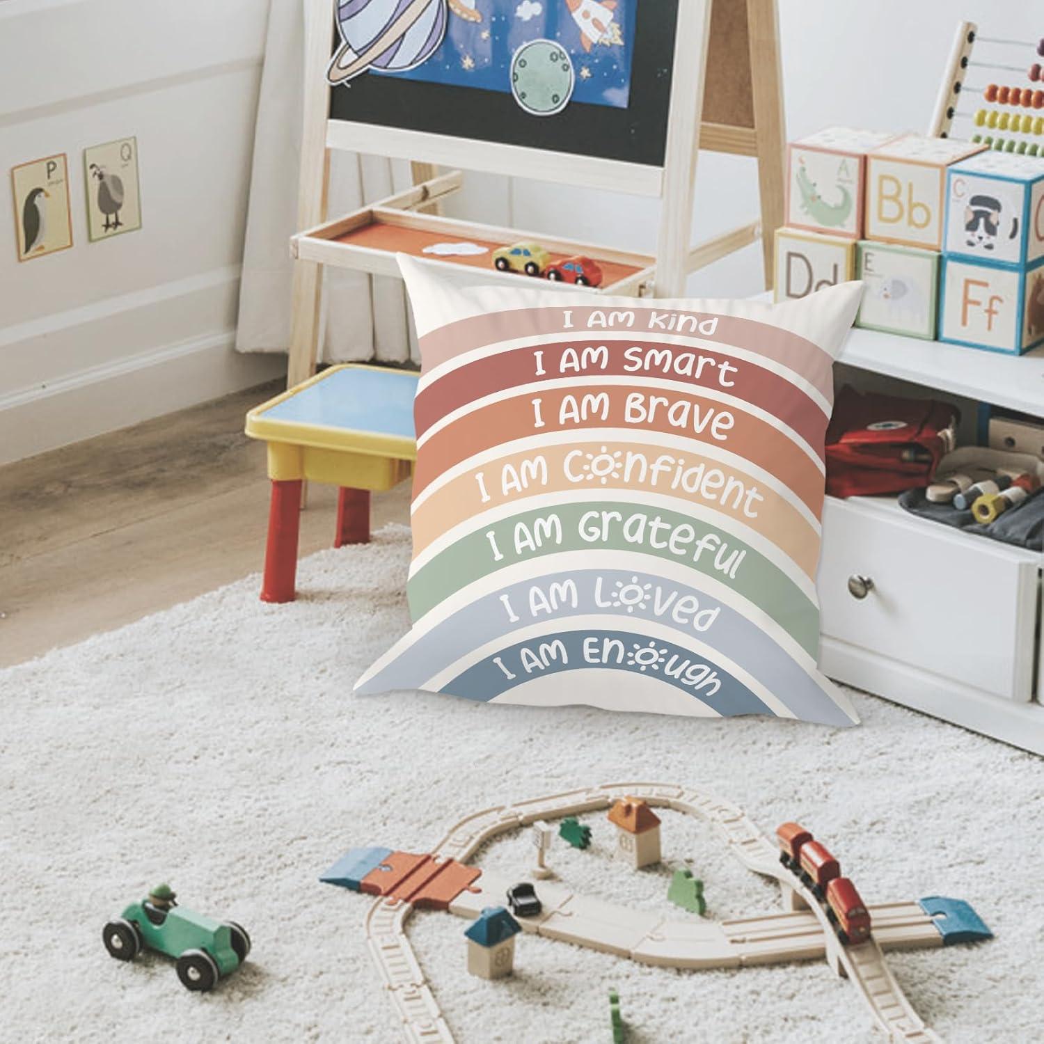 Fundas de Cojín QIYUHOY Arcoíris 45x45 cm con Afirmaciones