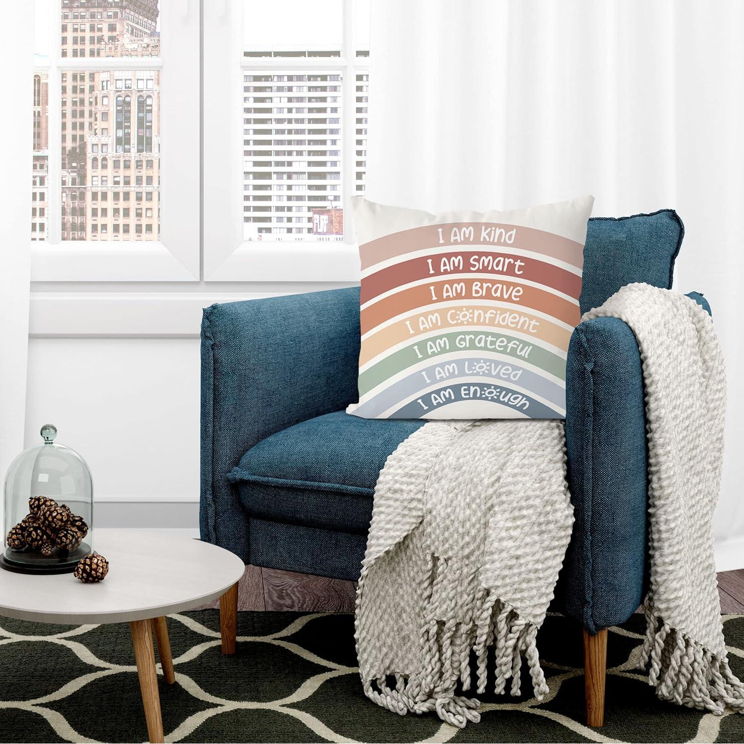 Fundas de Cojín QIYUHOY Arcoíris 45x45 cm con Afirmaciones