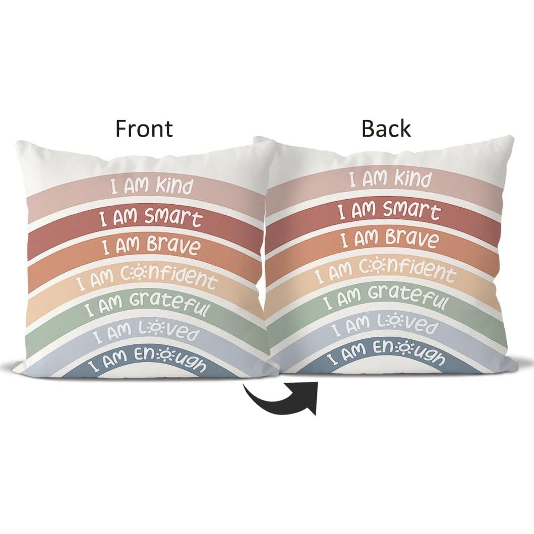 Fundas de Cojín QIYUHOY Arcoíris 45x45 cm con Afirmaciones