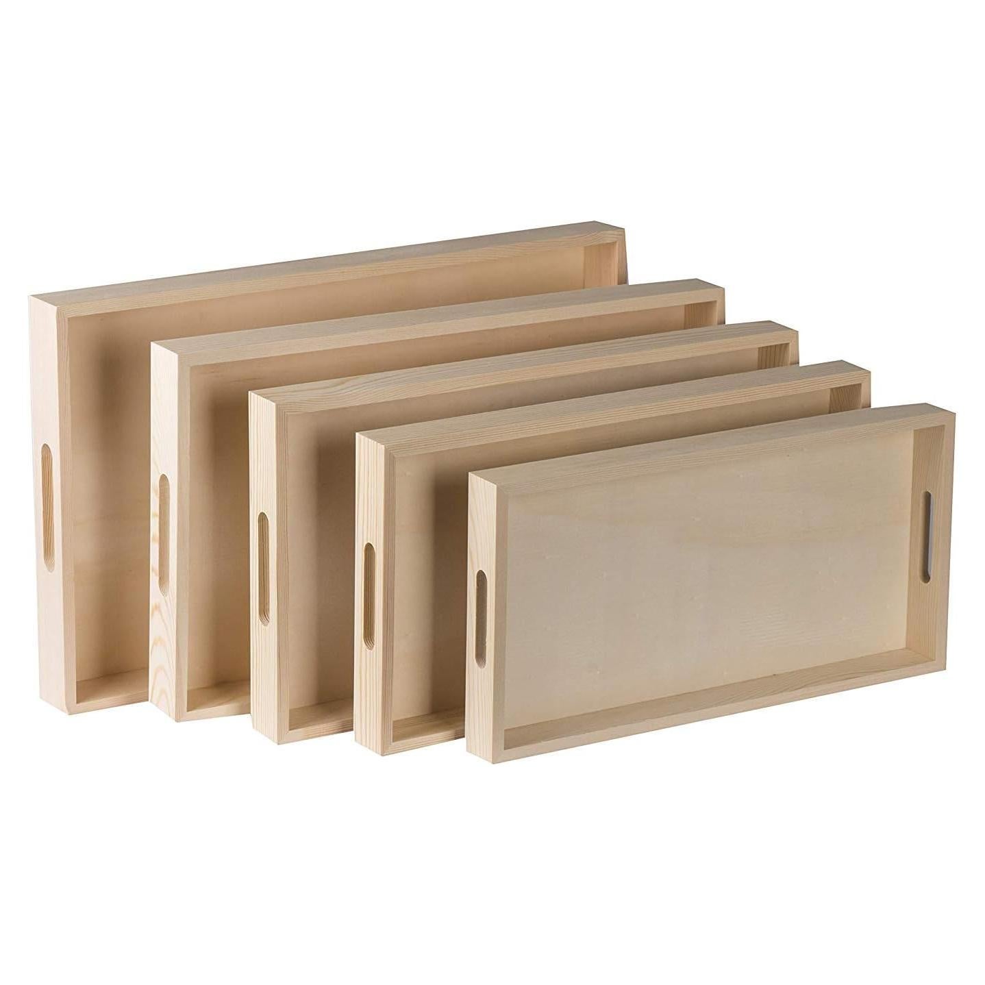 Juego de 5 Bandejas de Madera Hammont para Servir y Decorar