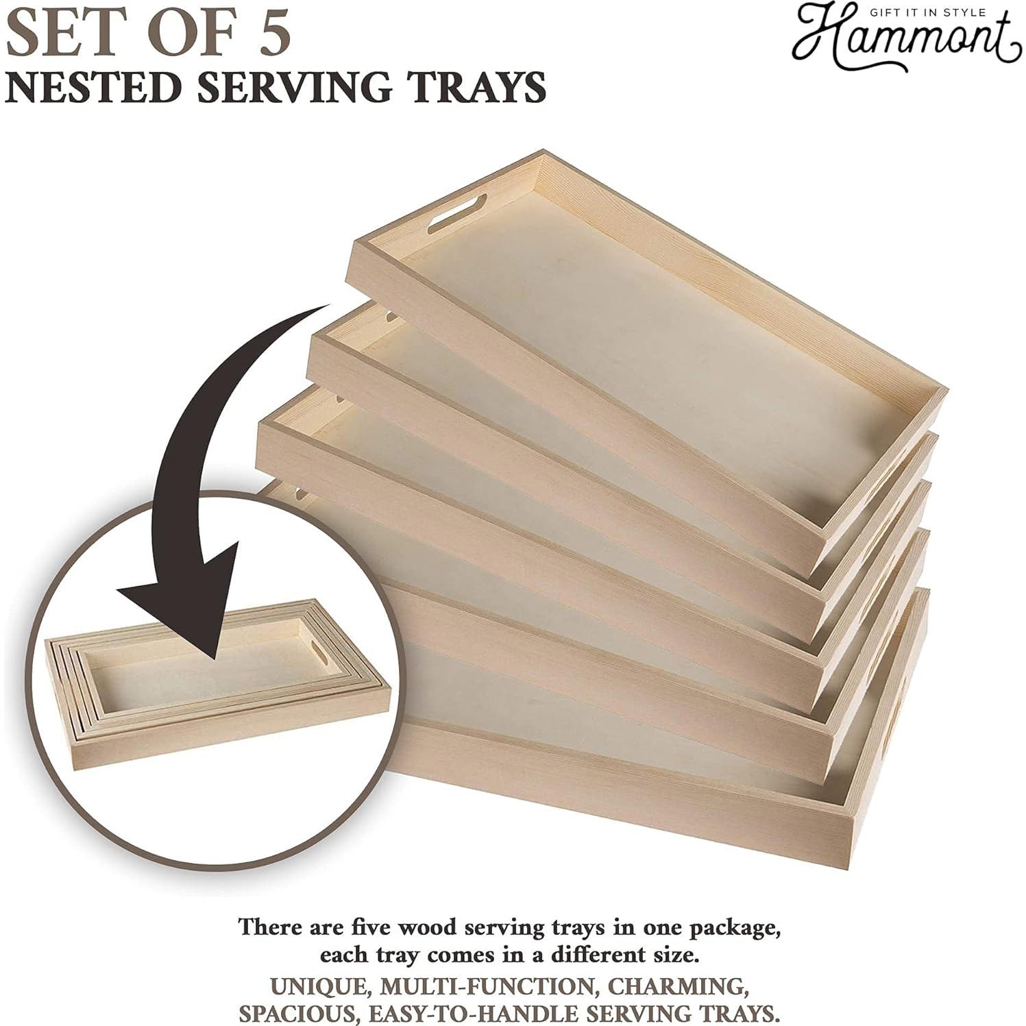 Juego de 5 Bandejas de Madera Hammont para Servir y Decorar