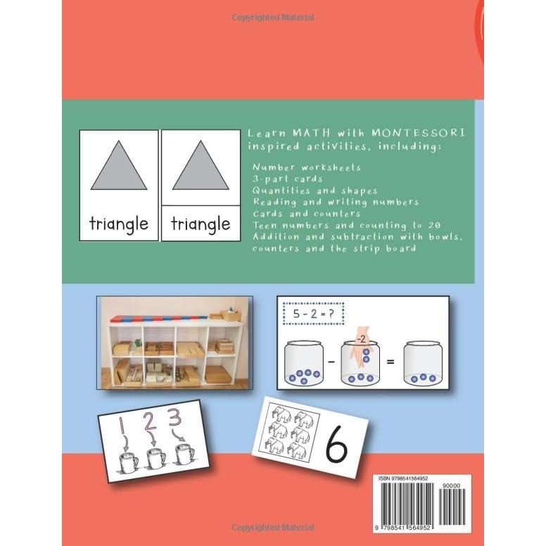 Montessori Math Workbook: Learn Numbers, Counting, Addition and Subtraction, an Activity Book with Montessori Tools (Montessori Activity Books for Home and School)