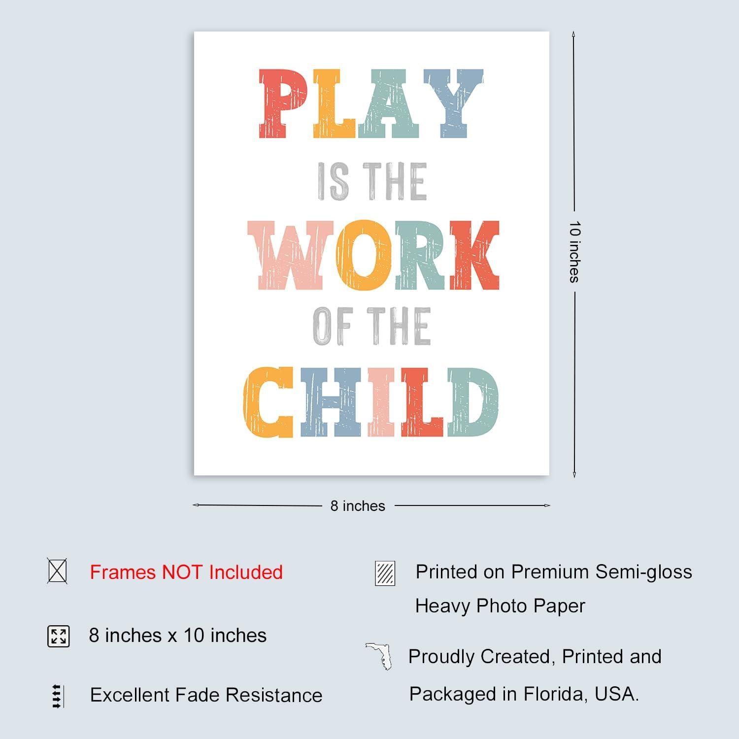 Impresión Artística Montessori El Juego Es El Trabajo 20x25cm