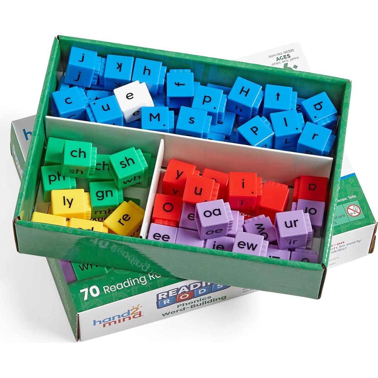 Barras de Lectura Hand2Mind 70 Piezas Montessori Fonética