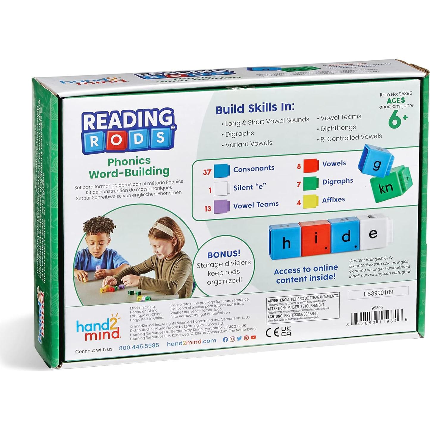 Barras de Lectura Hand2Mind 70 Piezas Montessori Fonética