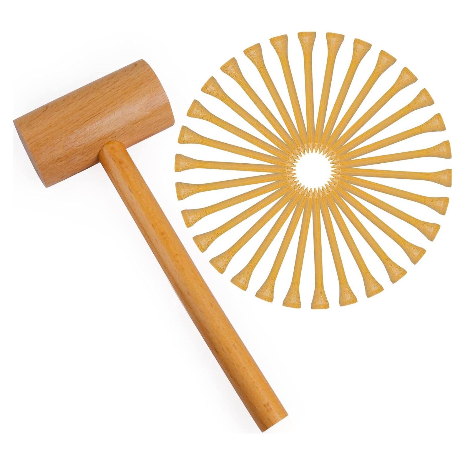 Juego de Martillo de Madera Montessori Waenerec con 30 Clavos