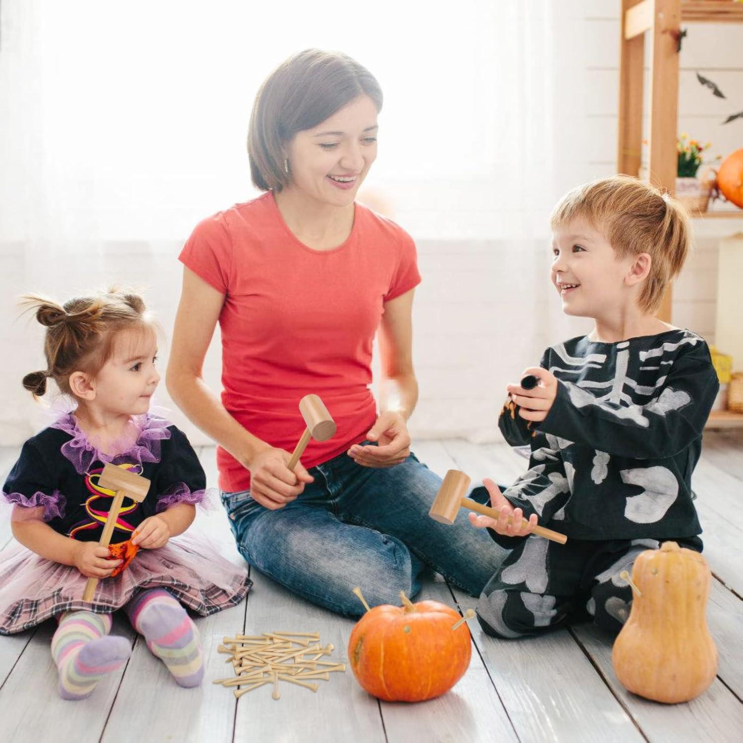 Juego de Martillo de Madera Montessori Waenerec con 30 Clavos