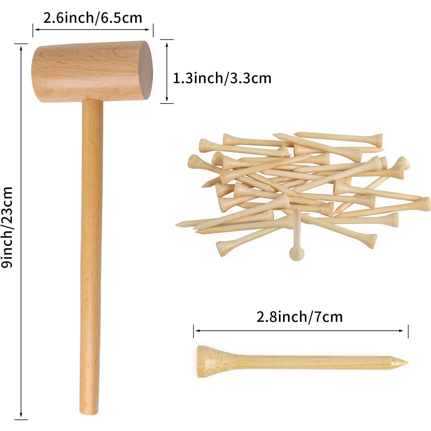 Juego de Martillo de Madera Montessori Waenerec con 30 Clavos