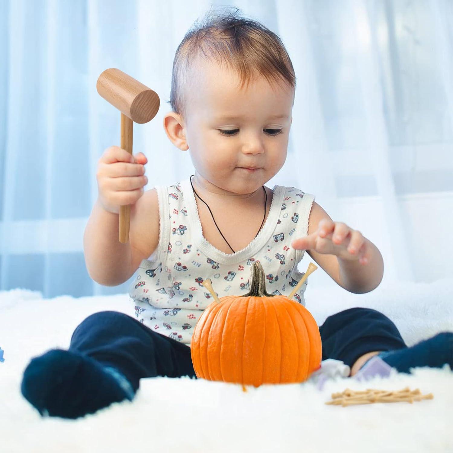 Juego de Martillo de Madera Montessori Waenerec con 30 Clavos
