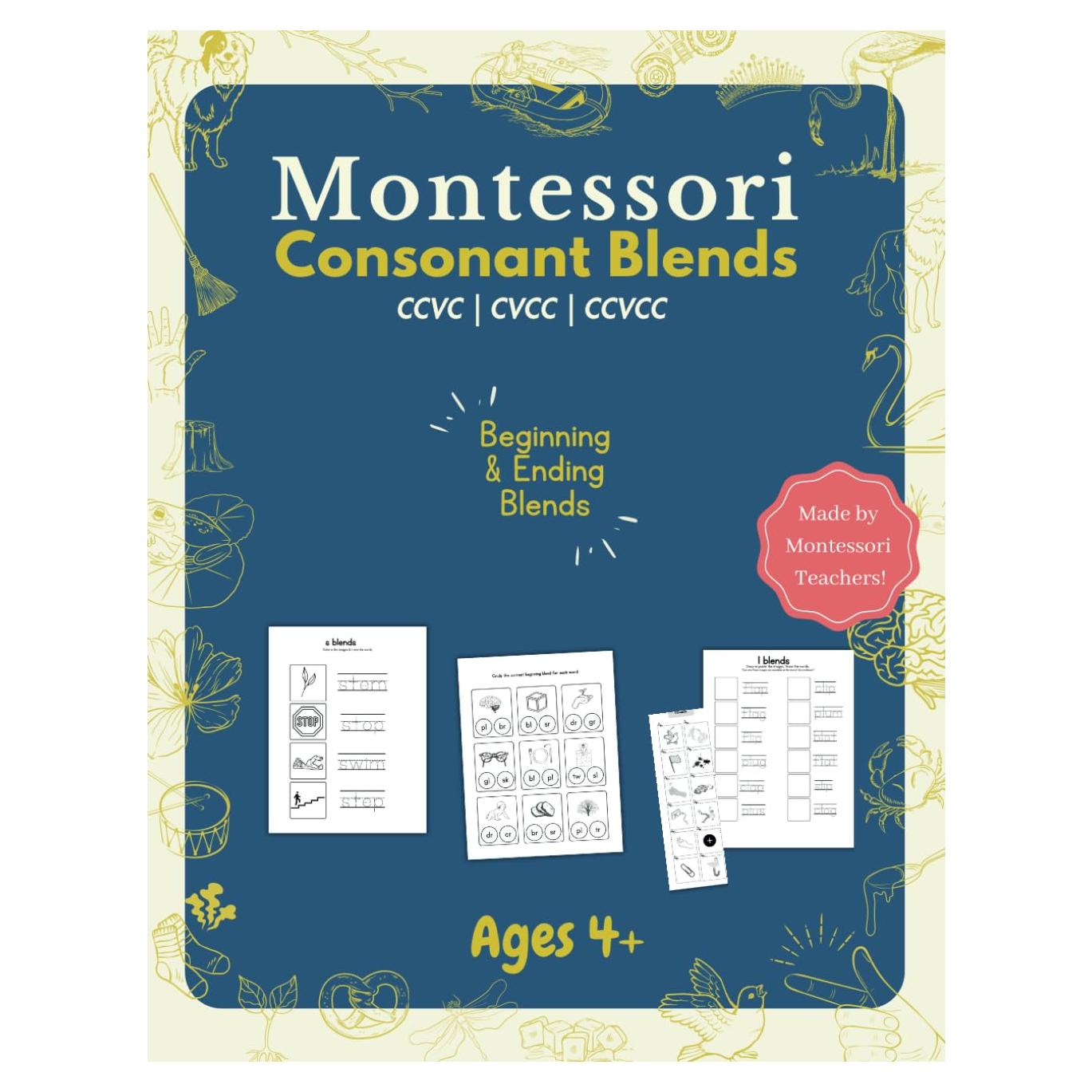 Beginning Blends Workbook | Initial Consonant Blends | Montessori Friendly: Tracing, Cut & Paste, Writing, Review