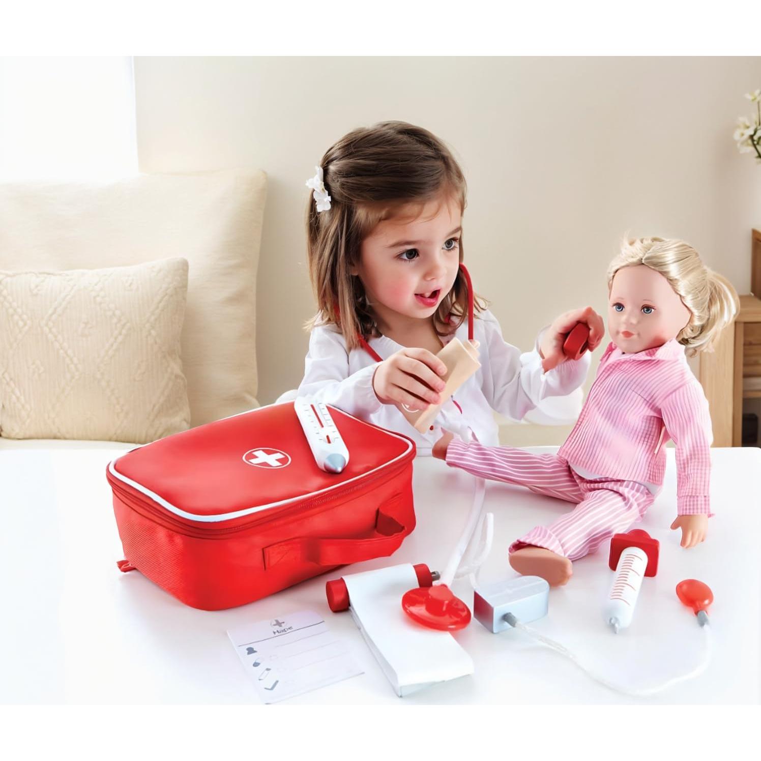 Hape Kit de Doctor de Madera con Estuche de Transporte 7 Piezas