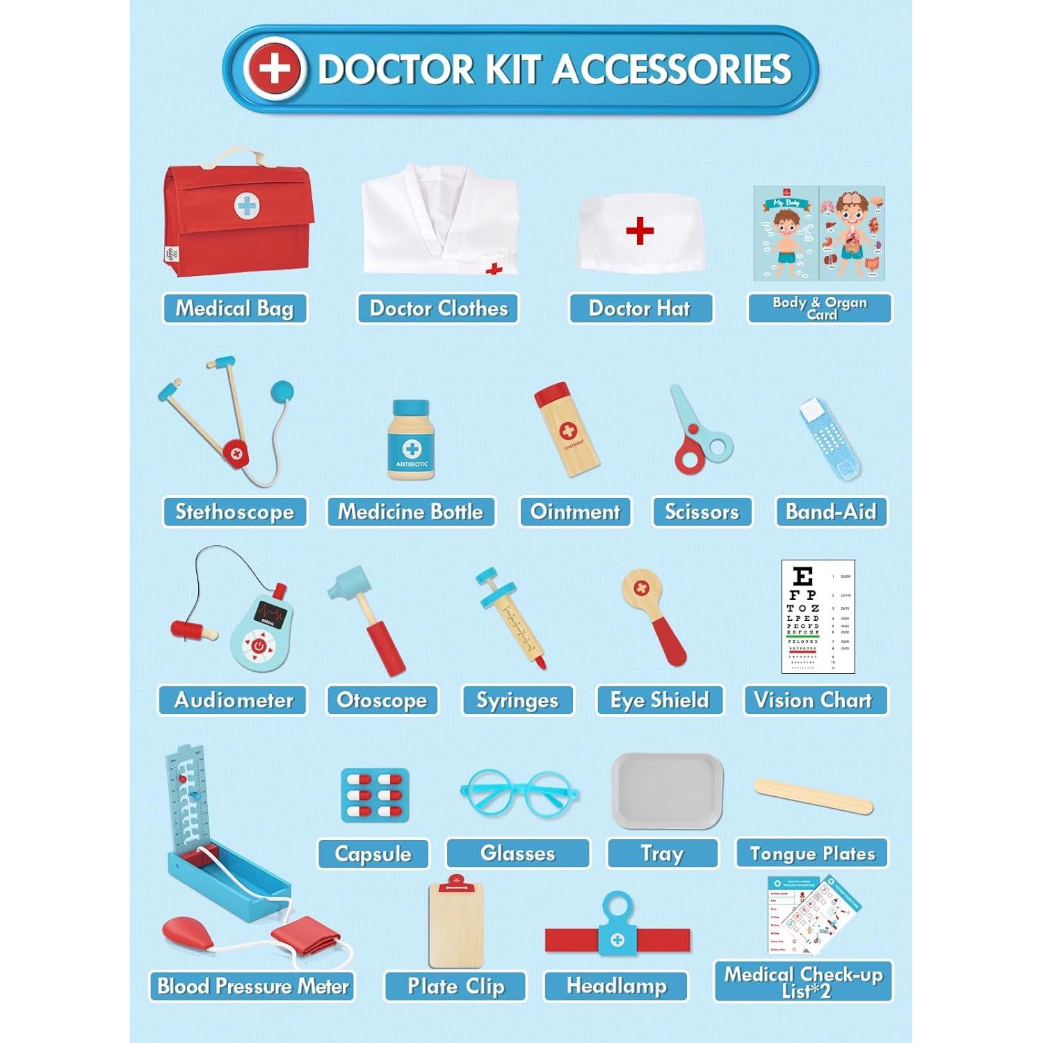 Kit de Doctor de Madera Lehoo para Niños 3+ Años - Juguete Educativo