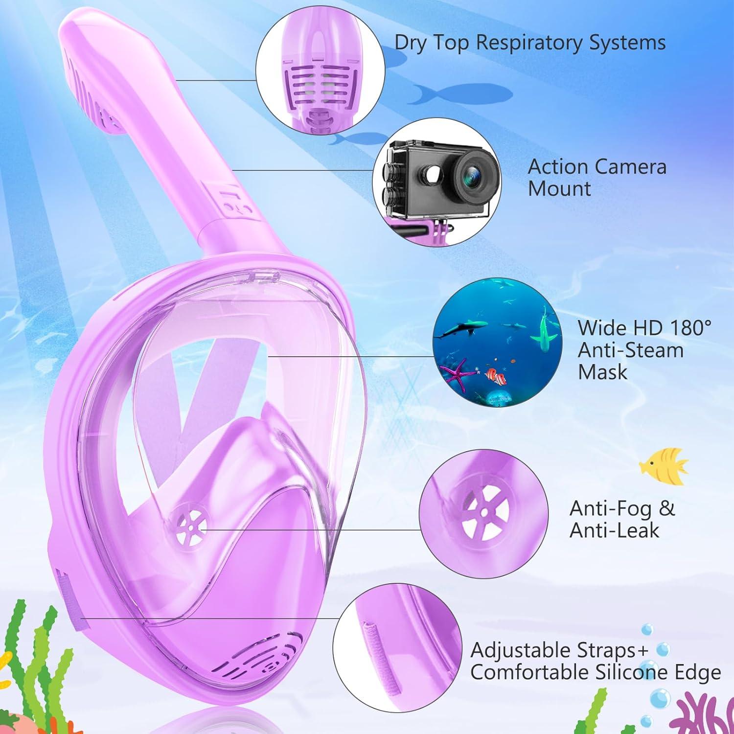 Máscara de Snorkel Ezire para Niños 2-14 Años Antifugas