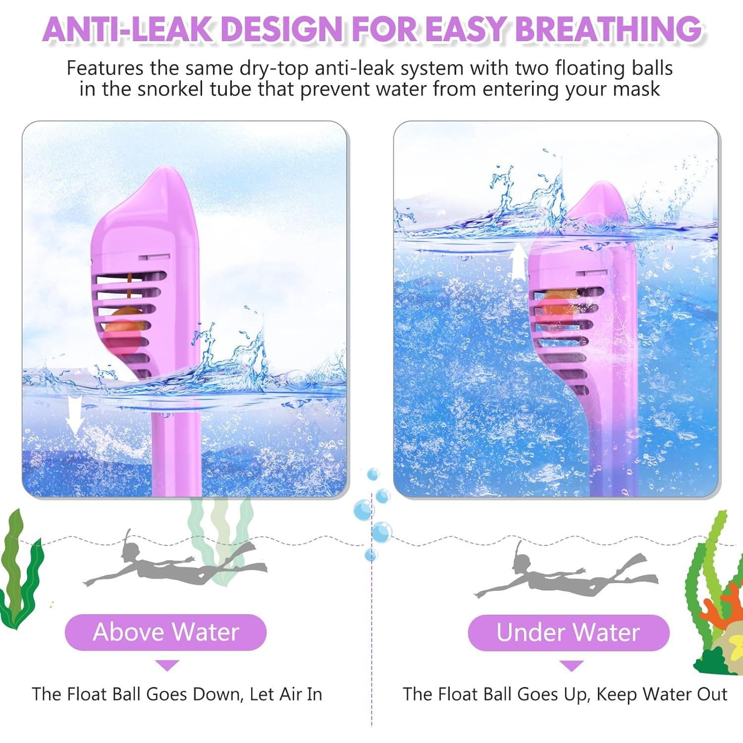 Máscara de Snorkel Ezire para Niños 2-14 Años Antifugas