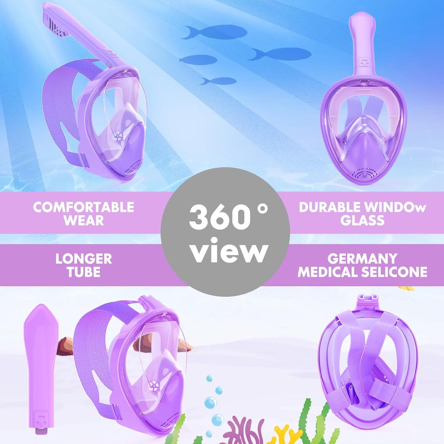 Máscara de Snorkel Ezire para Niños 2-14 Años Antifugas