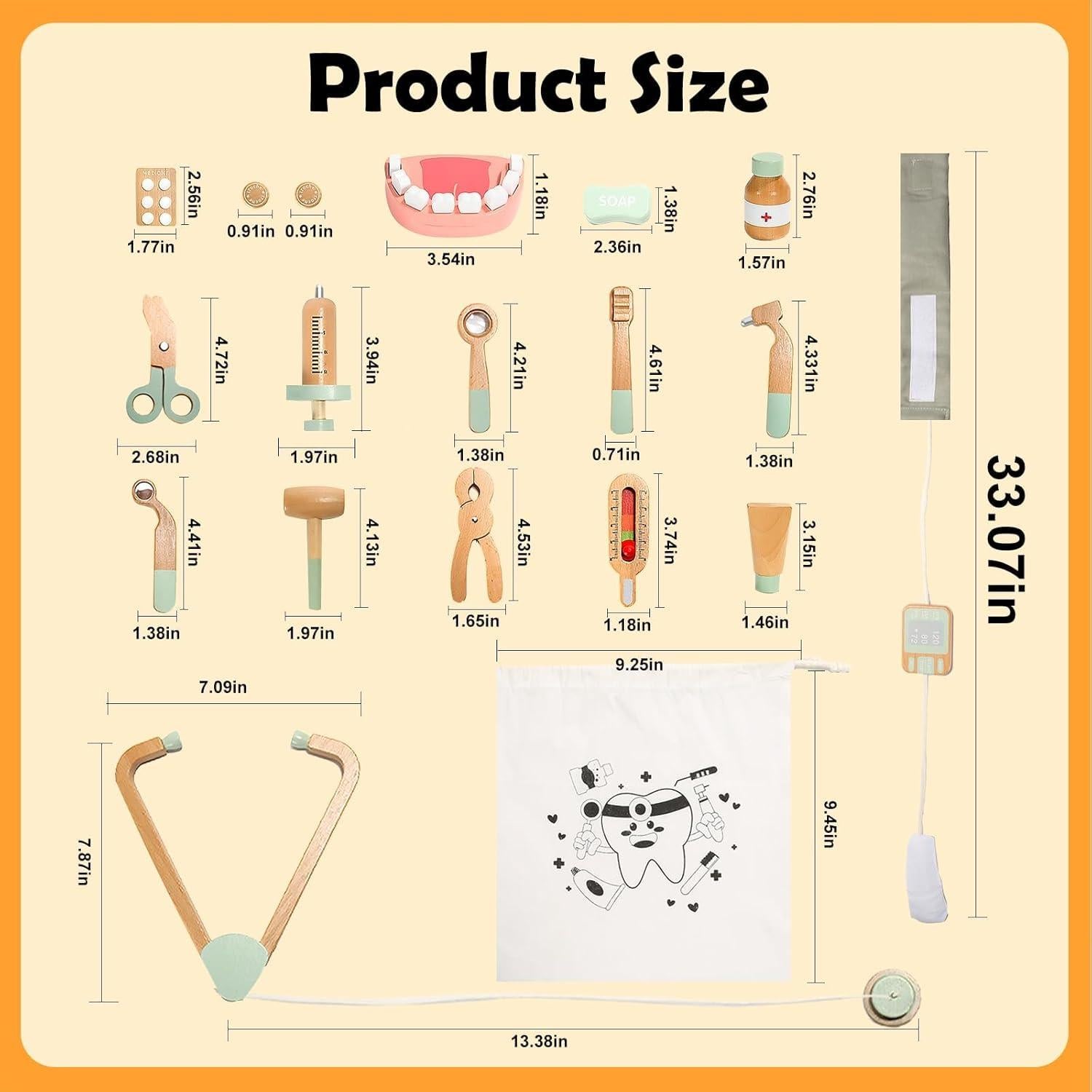 Kit de Doctor de Madera Twood 19 Piezas para Niños 3+