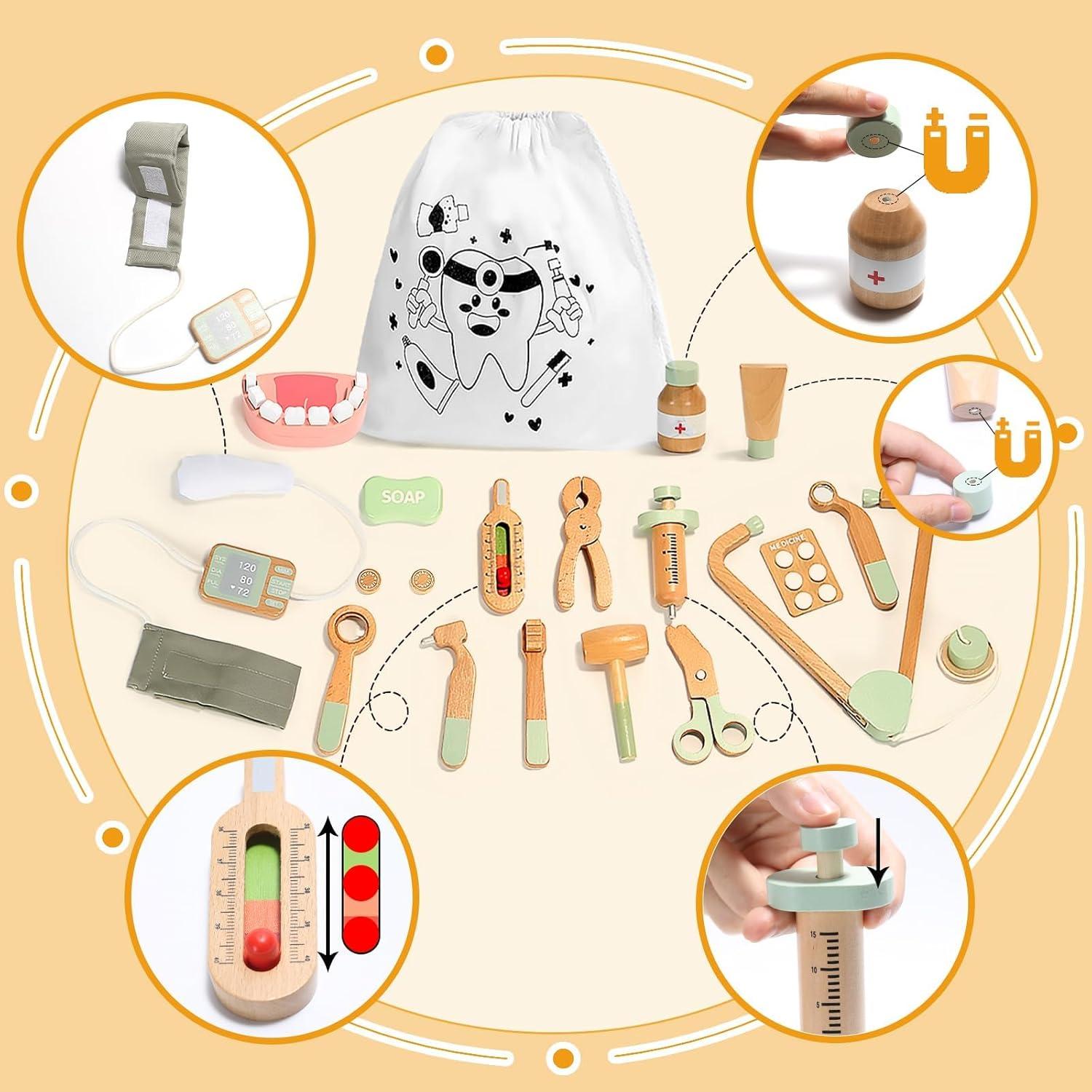 Kit de Doctor de Madera Twood 19 Piezas para Niños 3+