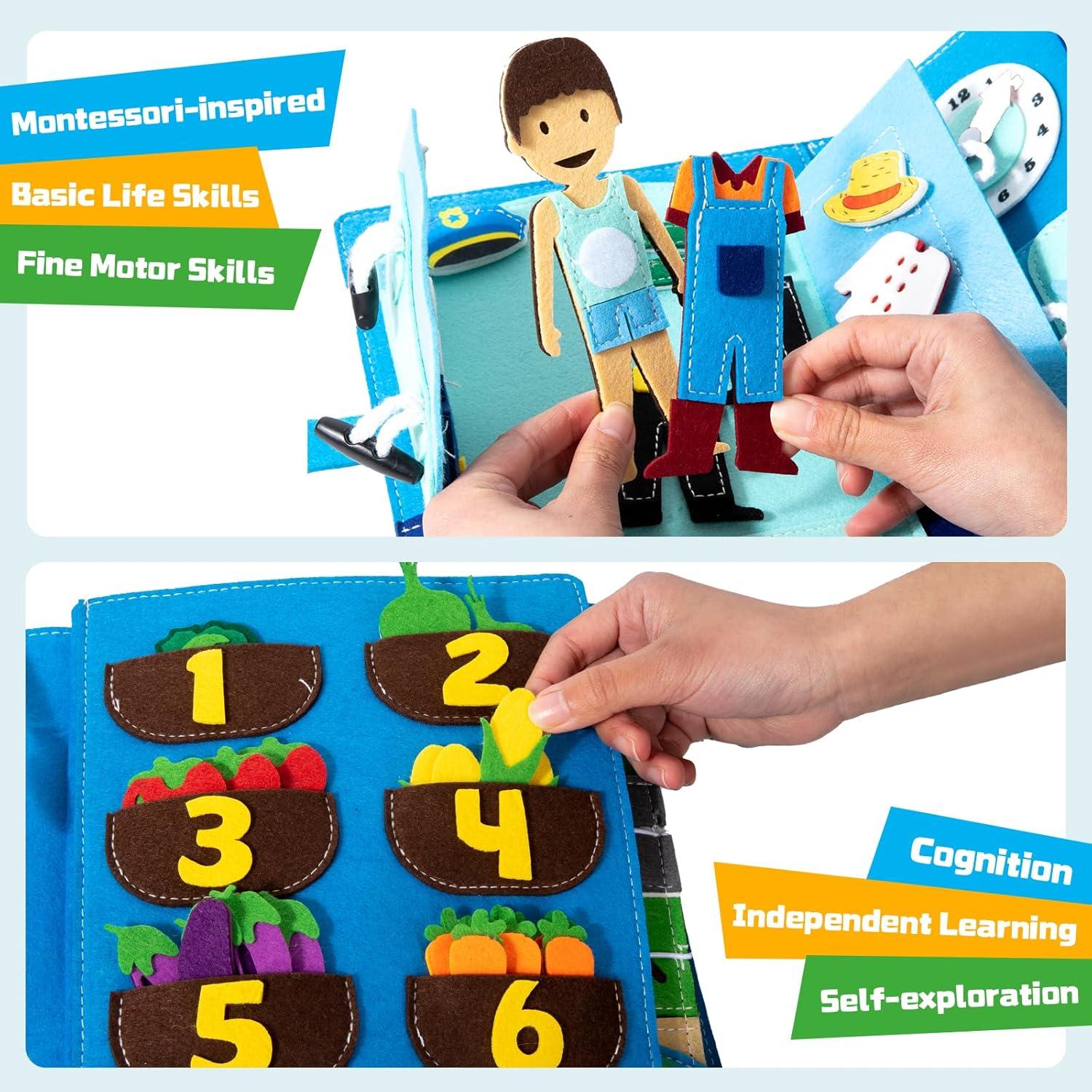 Libro Ocupado Montessori Adena para Niños 3 a 6 Años - Juguete Sensorial