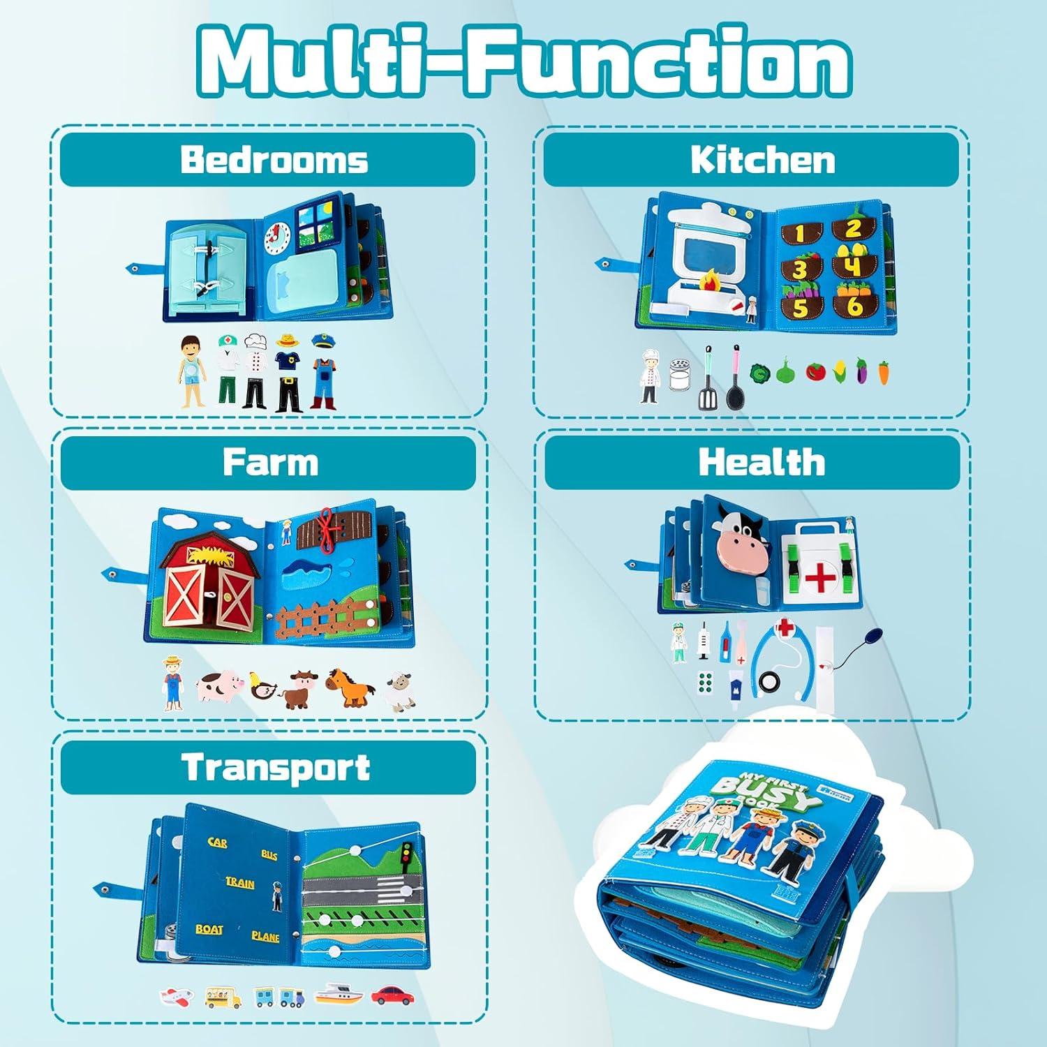 Libro Ocupado Montessori Adena para Niños 3 a 6 Años - Juguete Sensorial