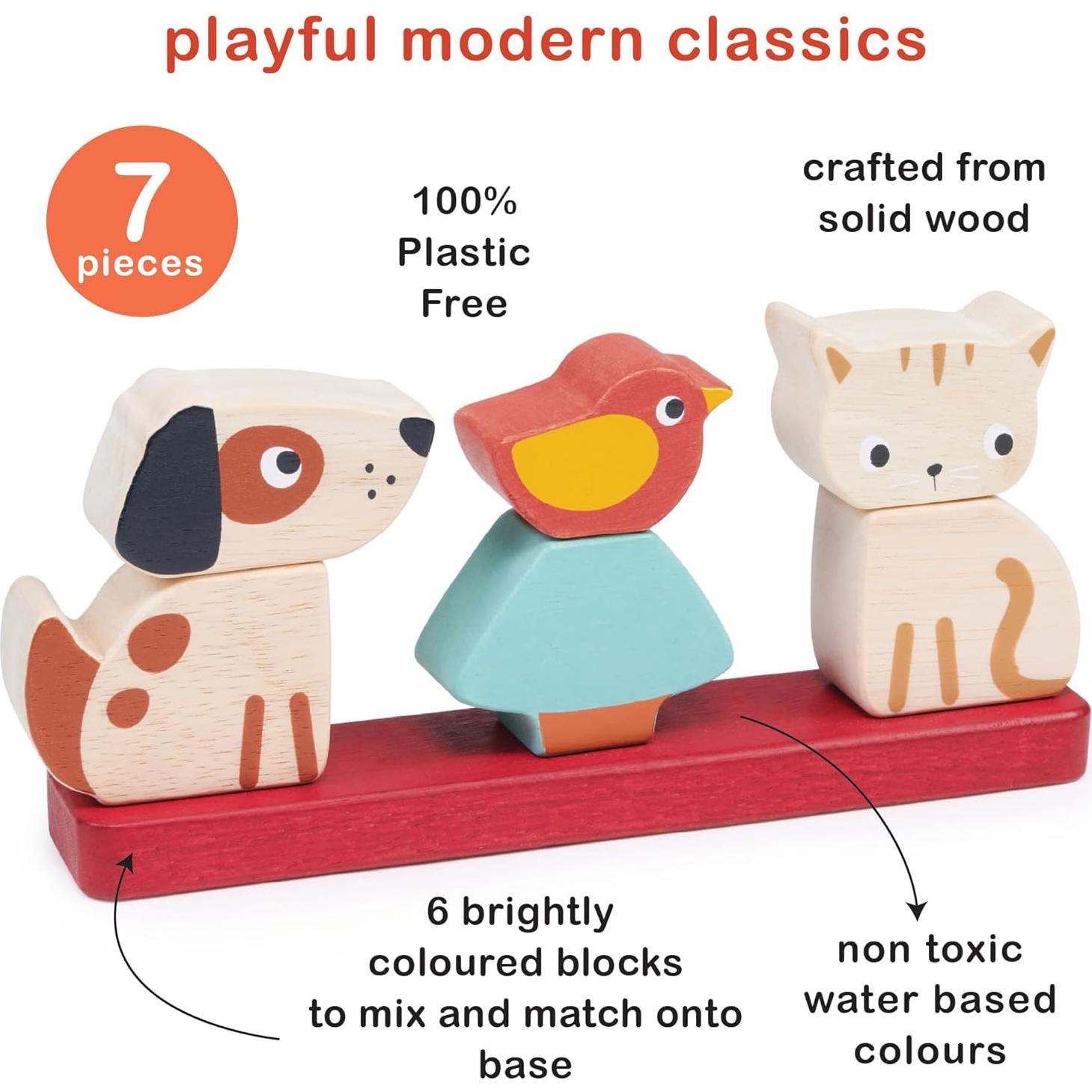 Juguete apilable interactivo Mentari, 6 piezas, animales