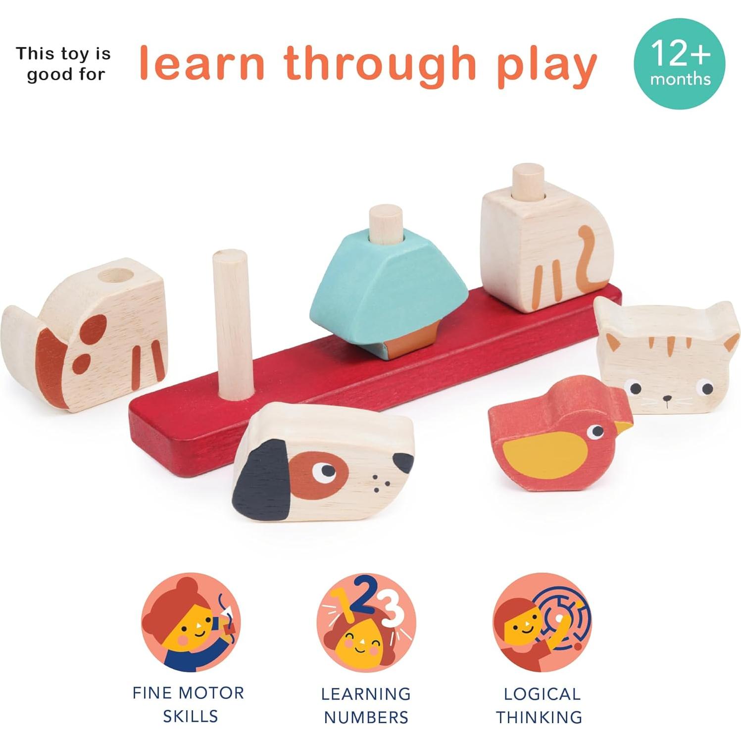 Juguete apilable interactivo Mentari, 6 piezas, animales