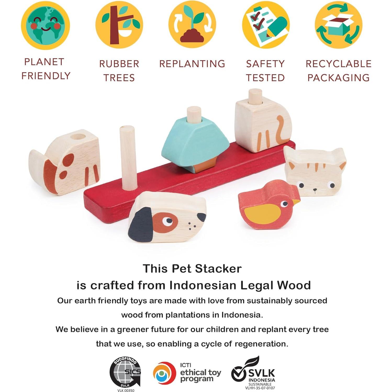 Juguete apilable interactivo Mentari, 6 piezas, animales