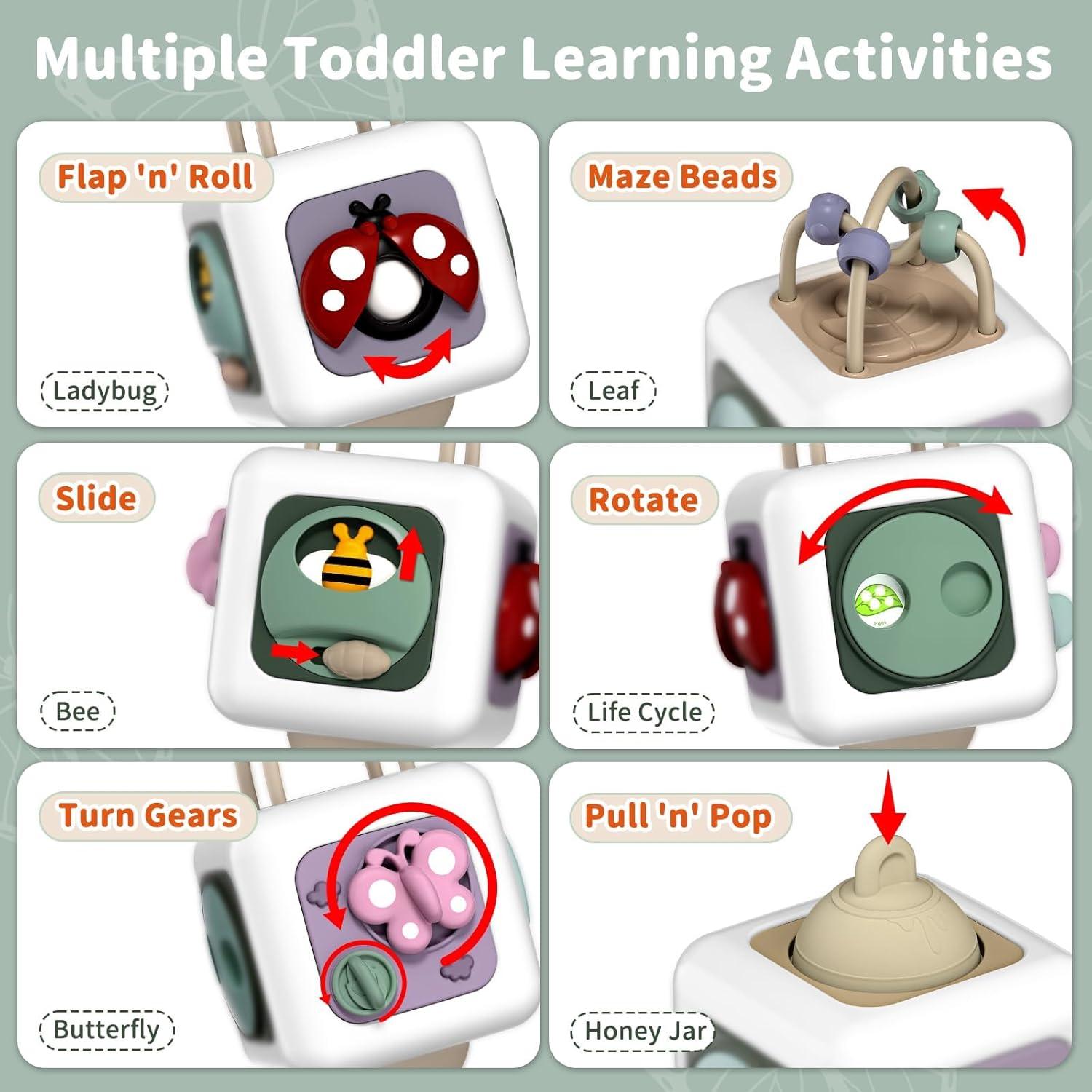 Cubo Ocupado Montessori 6 en 1 para Niños 1 Año