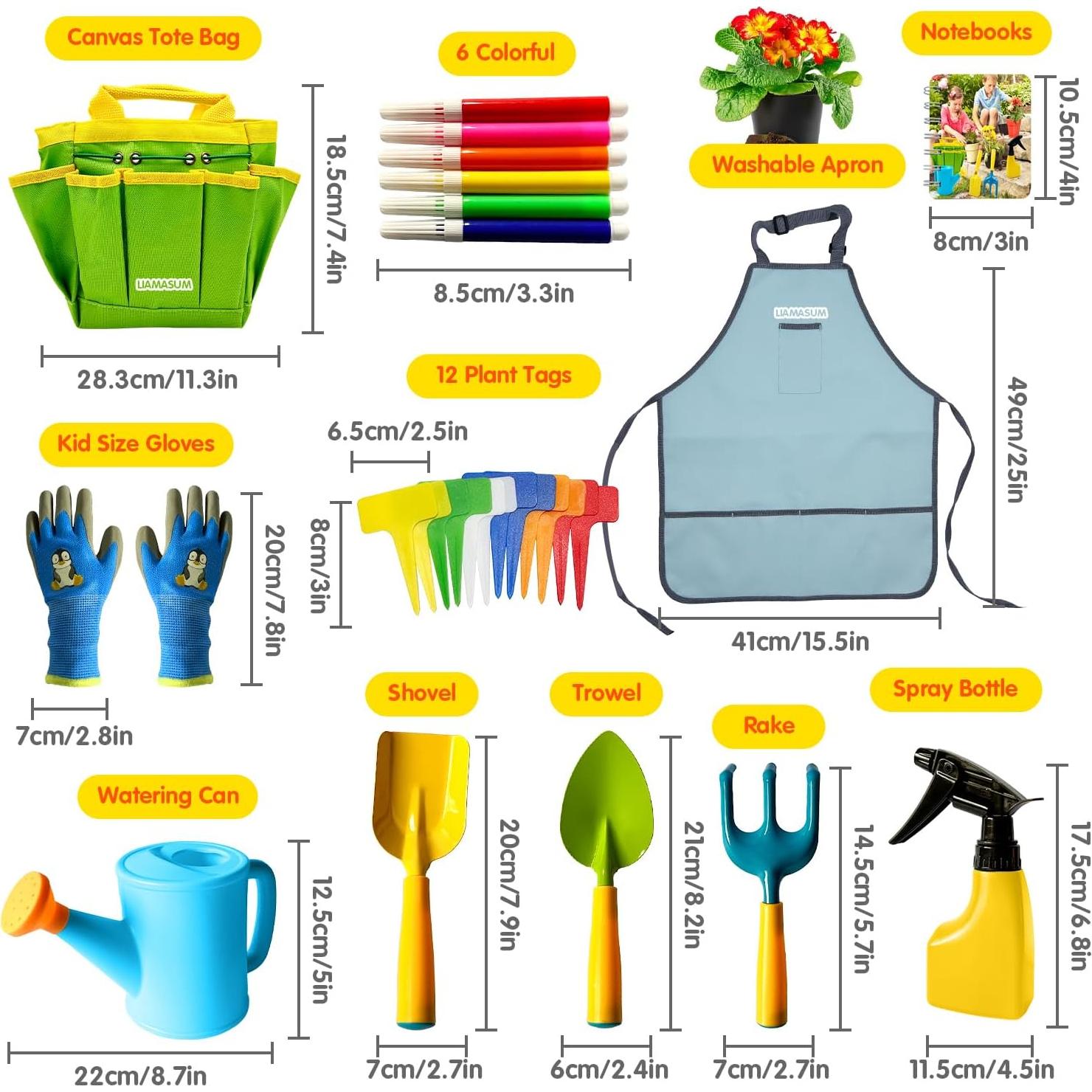 Juego de Jardinería para Niños Liamasum - Kit Completo 8 Piezas