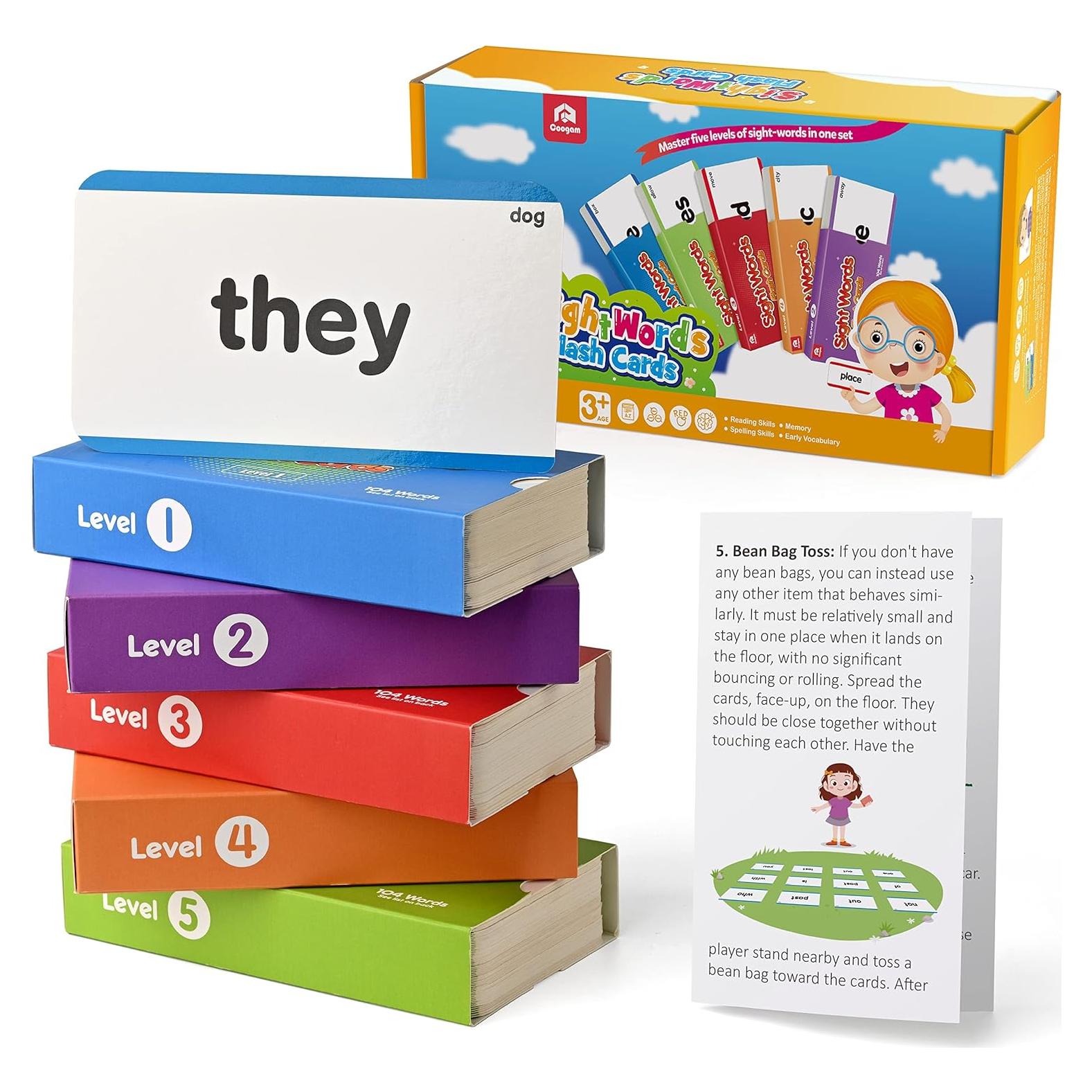 Tarjetas de Aprendizaje Coogam 520 Palabras de Vista Educativas