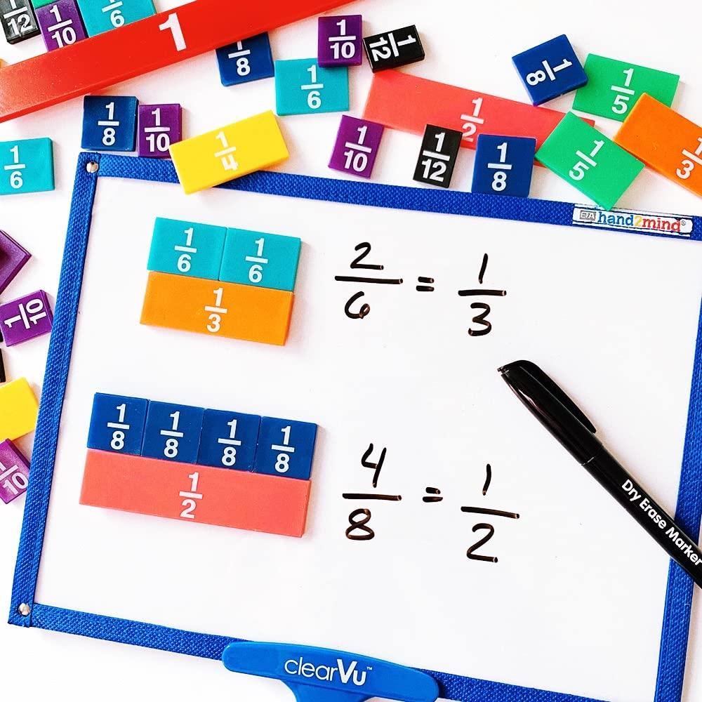 Azulejos de Fracciones Arcoíris hand2mind - 51 Piezas Montessori