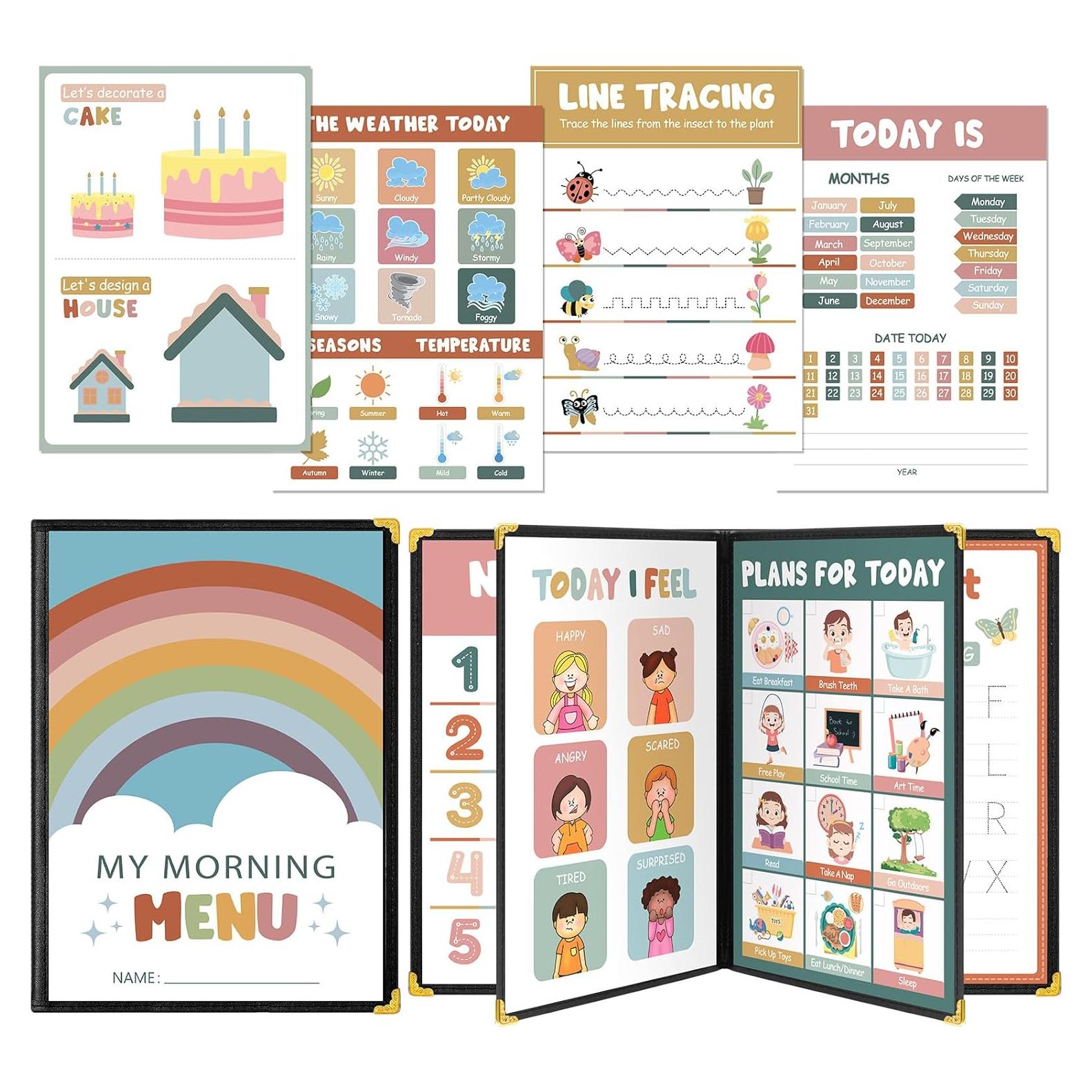 Kit de Menú de Mañana Fuyoooo para Preescolar con 16 Pósters