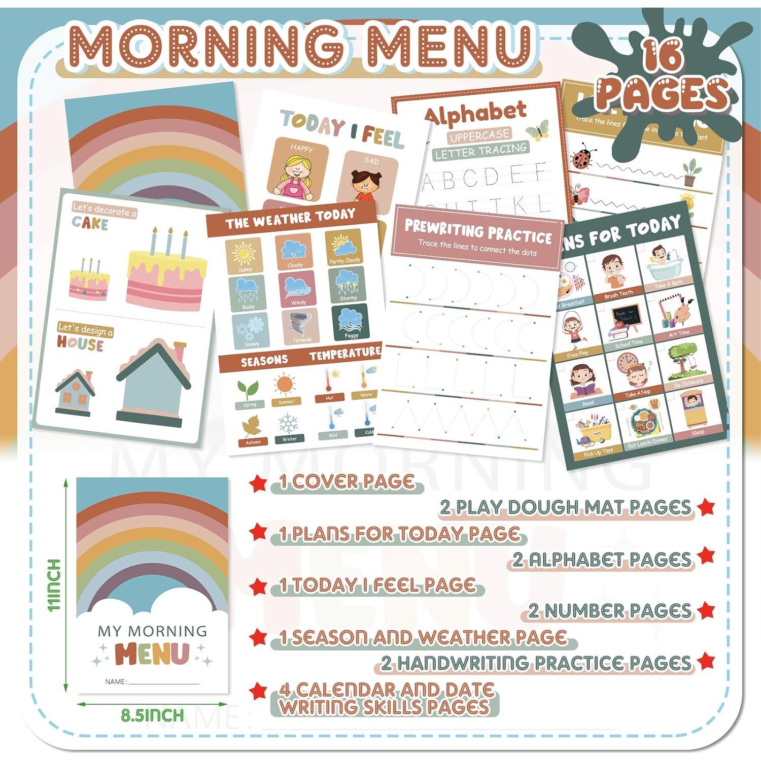 Kit de Menú de Mañana Fuyoooo para Preescolar con 16 Pósters