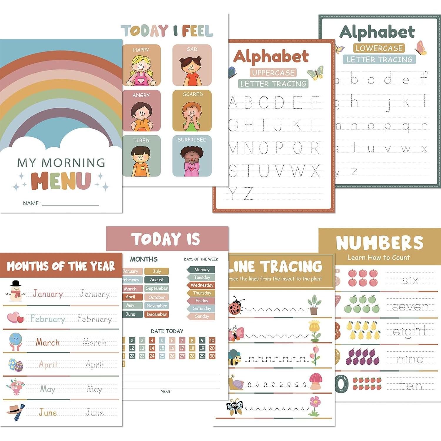 Kit de Menú de Mañana Fuyoooo para Preescolar con 16 Pósters