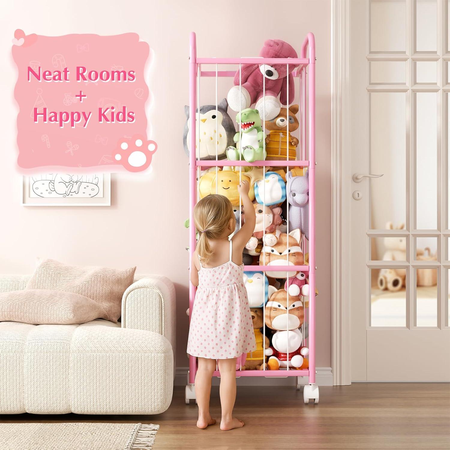 Jaula de Almacenamiento de Peluches Oneyus 135.9 cm Rosa